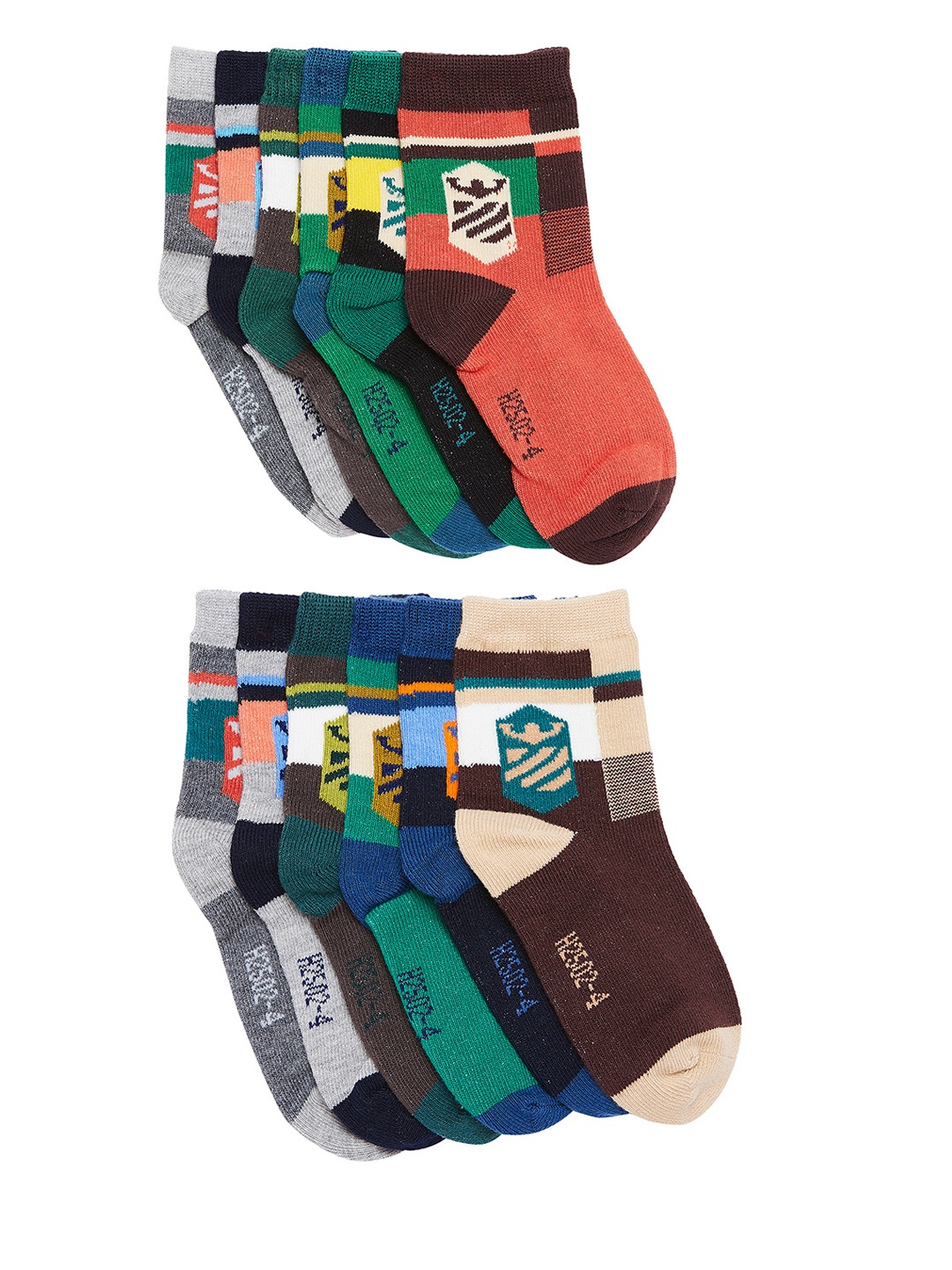 

Camey Kids Unisex Pack of 12 Multicoloured Ankle-Length Cotton Socks, Multi