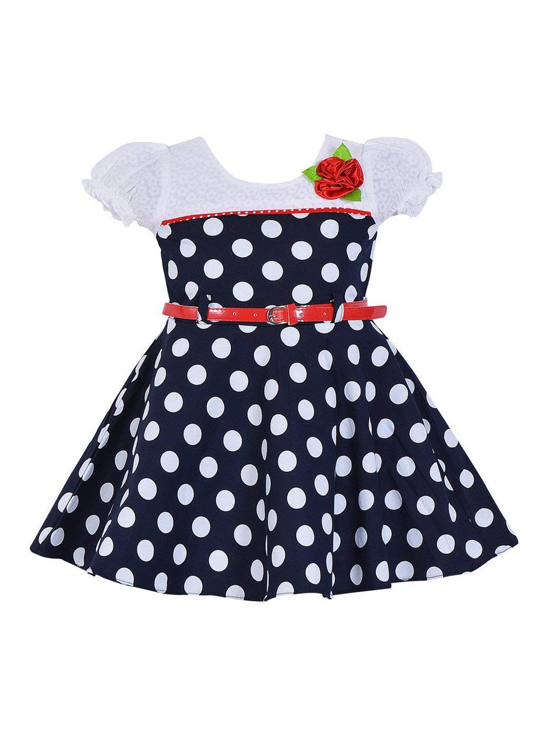 

Wish Karo Girls White Printed Fit and Flare Dress