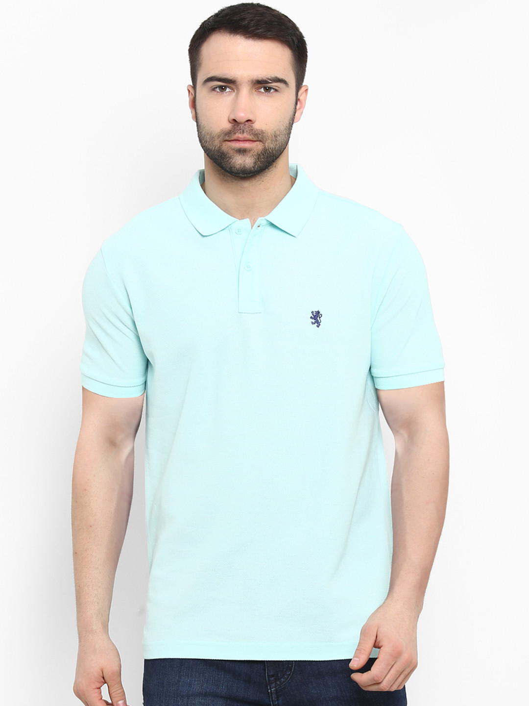 

Red Tape Men Turquoise Blue Solid Polo Collar T-shirt