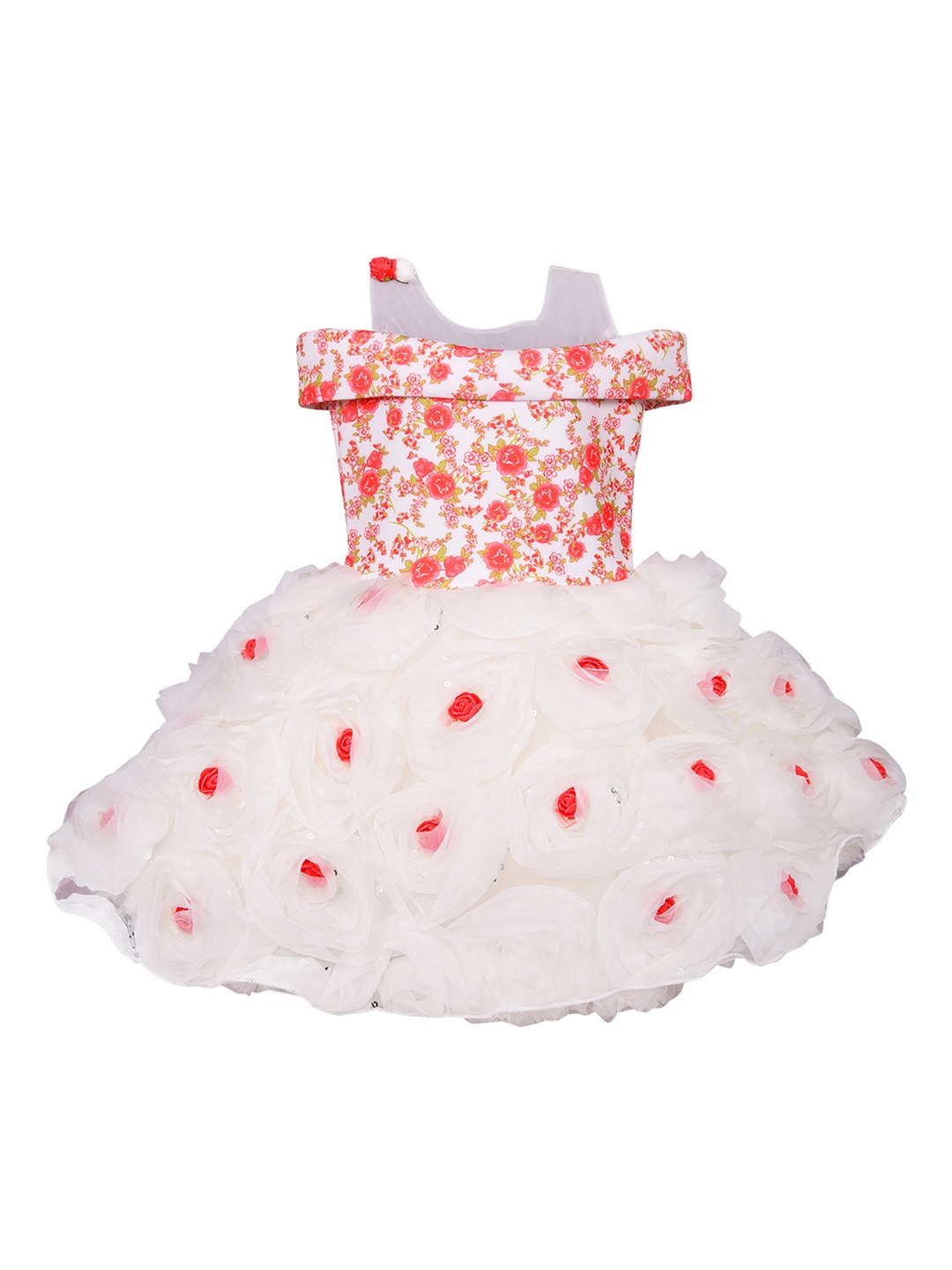 

Wish Karo Girls Red Printed Fit and Flare Dress