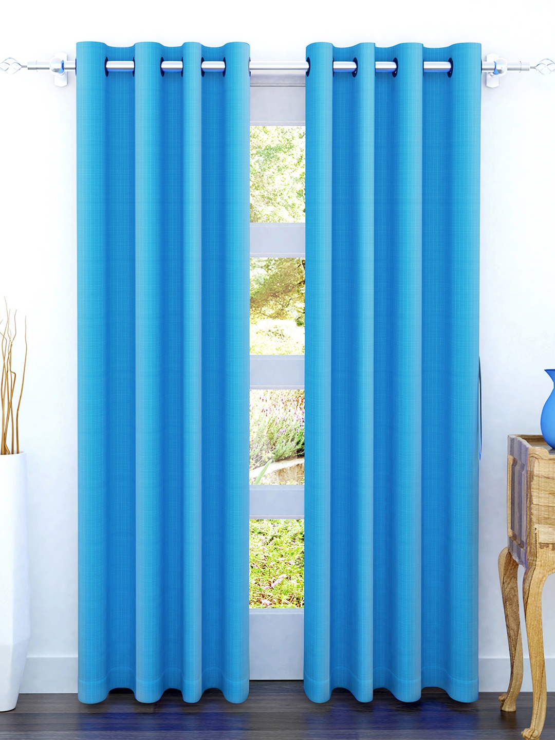 

Story@home Blue Solid Single Door Curtain