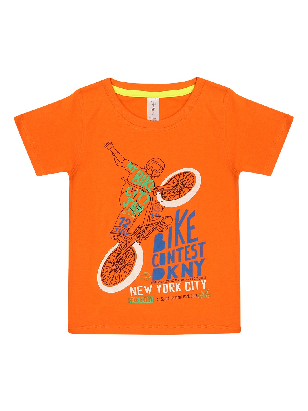 appulse Boys Orange Printed Round Neck T-shirt
