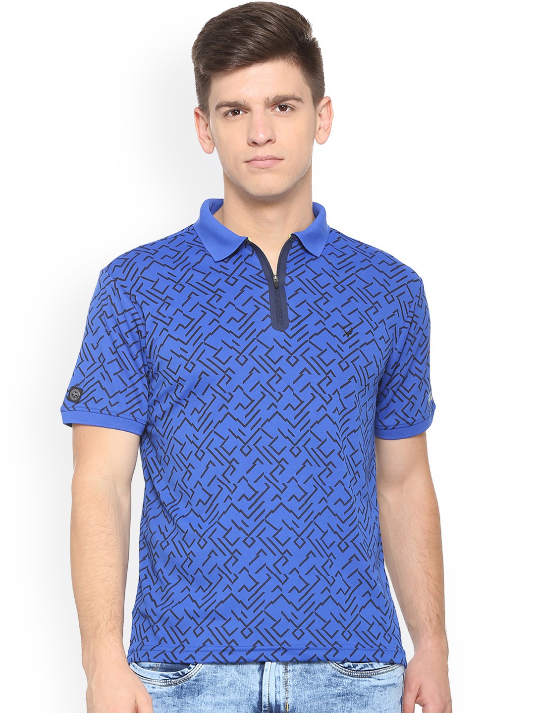 

Allen Solly Sport Men Blue Printed Polo Collar T-shirt