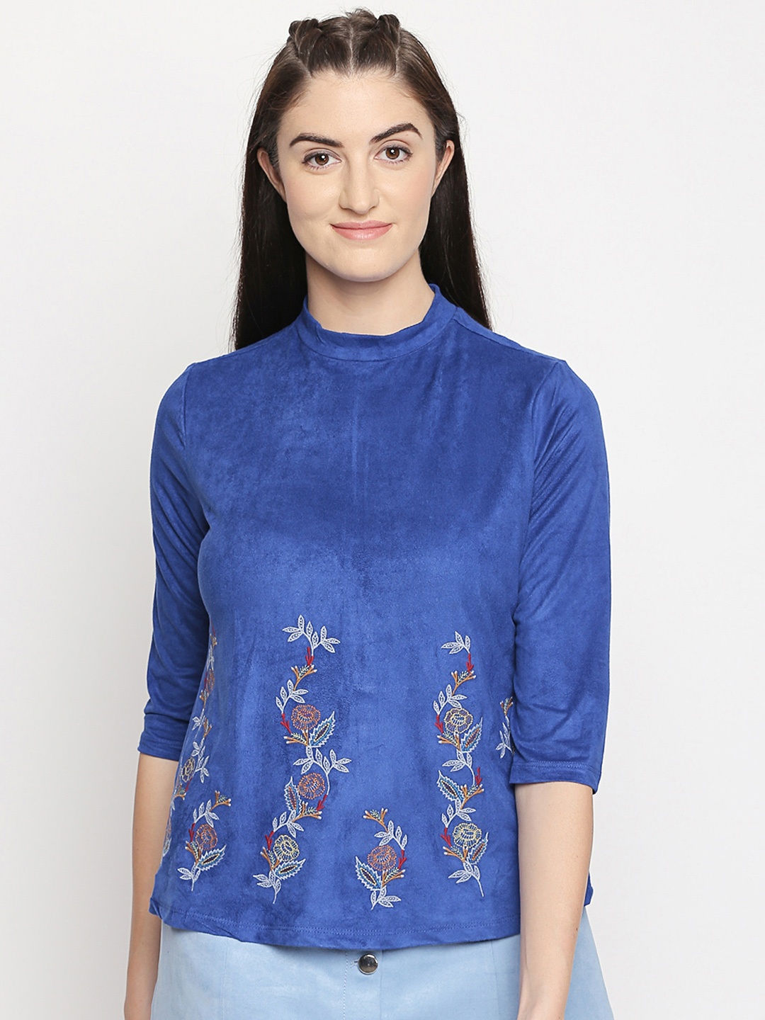 

Annabelle by Pantaloons Women Blue Embellished Blouson Top