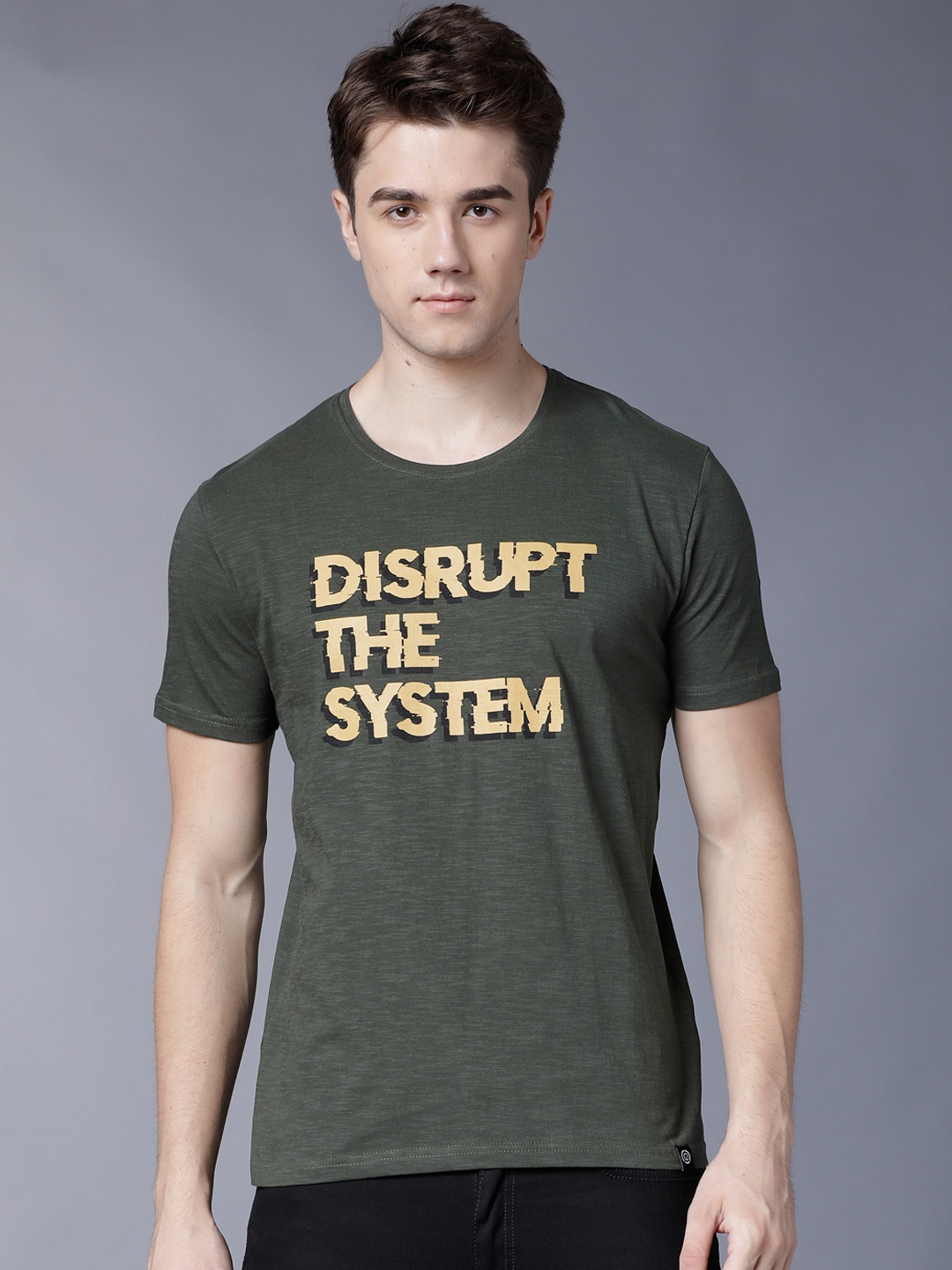 

LOCOMOTIVE Men Green Printed Round Neck T-shirt
