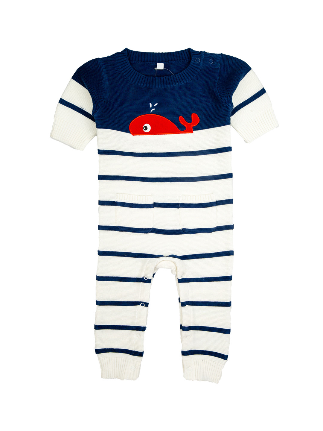

Mee Mee Boys Off-White & Navy Striped Woollen Romper Navy Blue