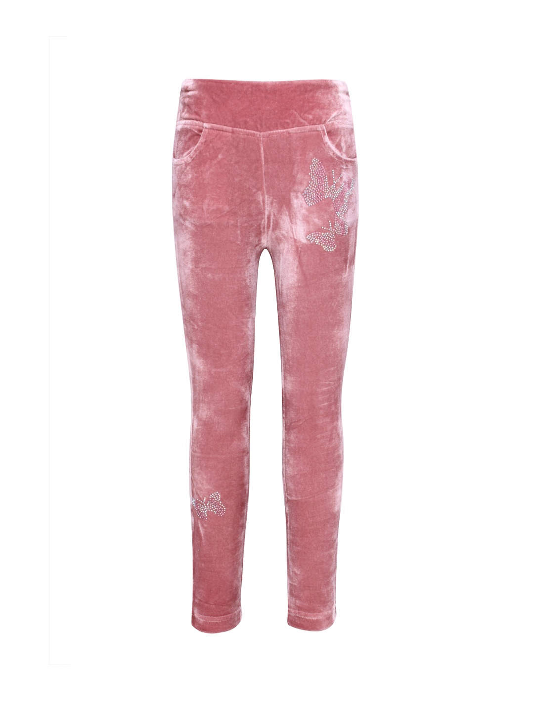 

CUTECUMBER Girls Peach-Coloured Solid Leggings