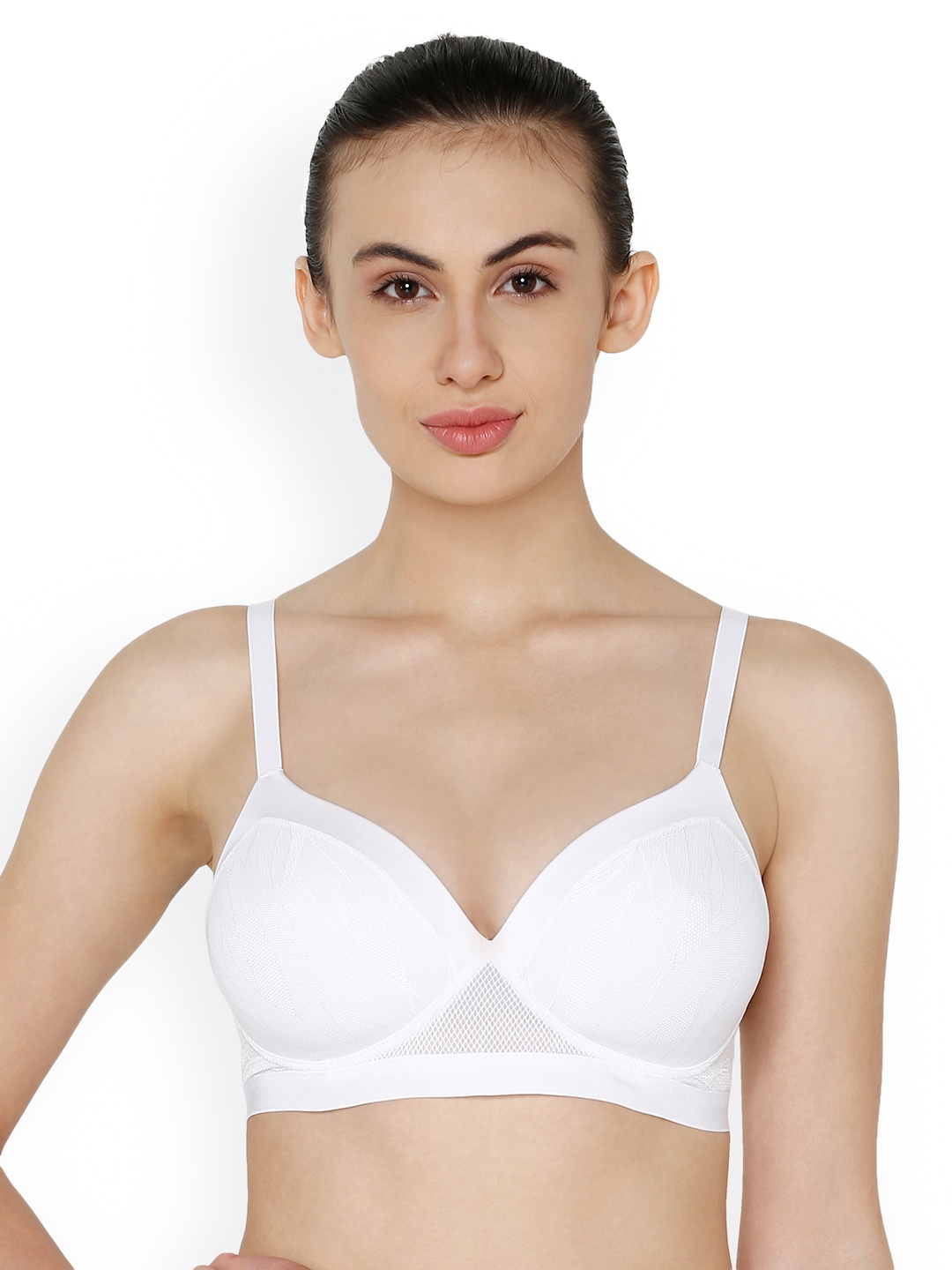 Triumph White Solid Non-Wired Lightly Padded T-shirt Bra 7613142290555