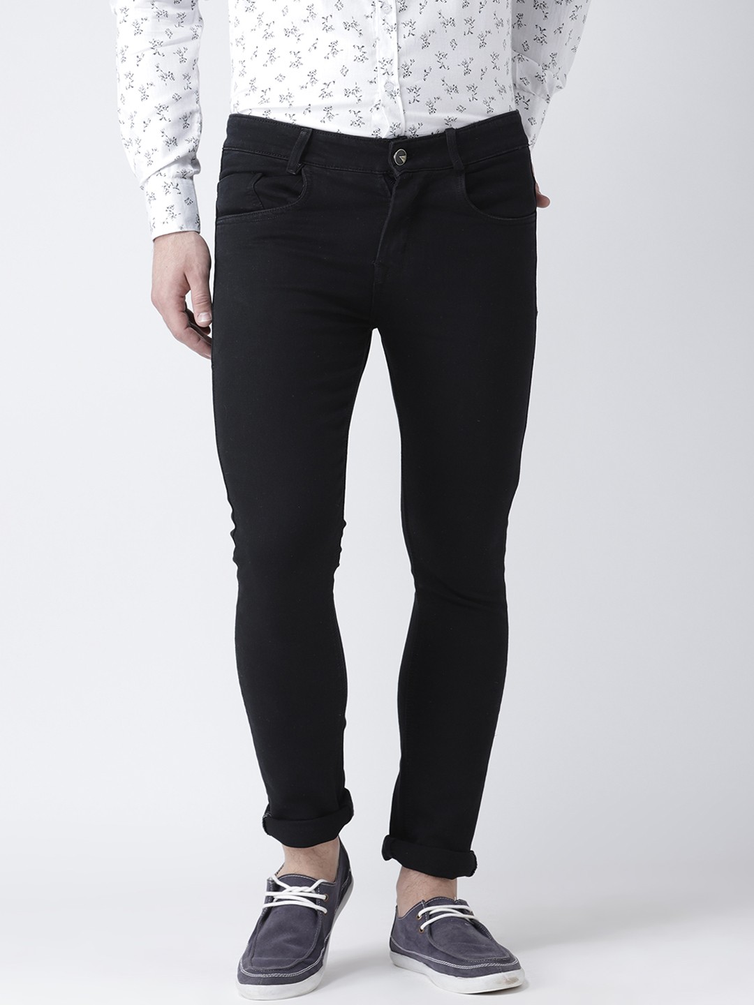 

Routeen Men Black Slim Fit Mid-Rise Clean Look Stretchable Jeans