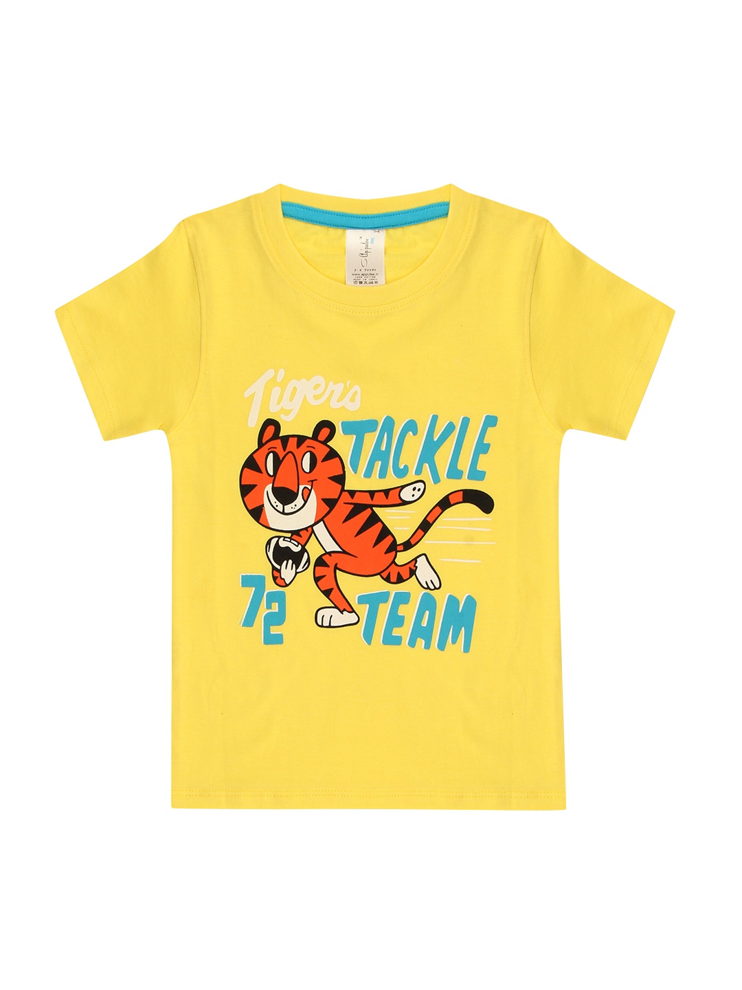 appulse Boys Yellow Printed Round Neck T-shirt