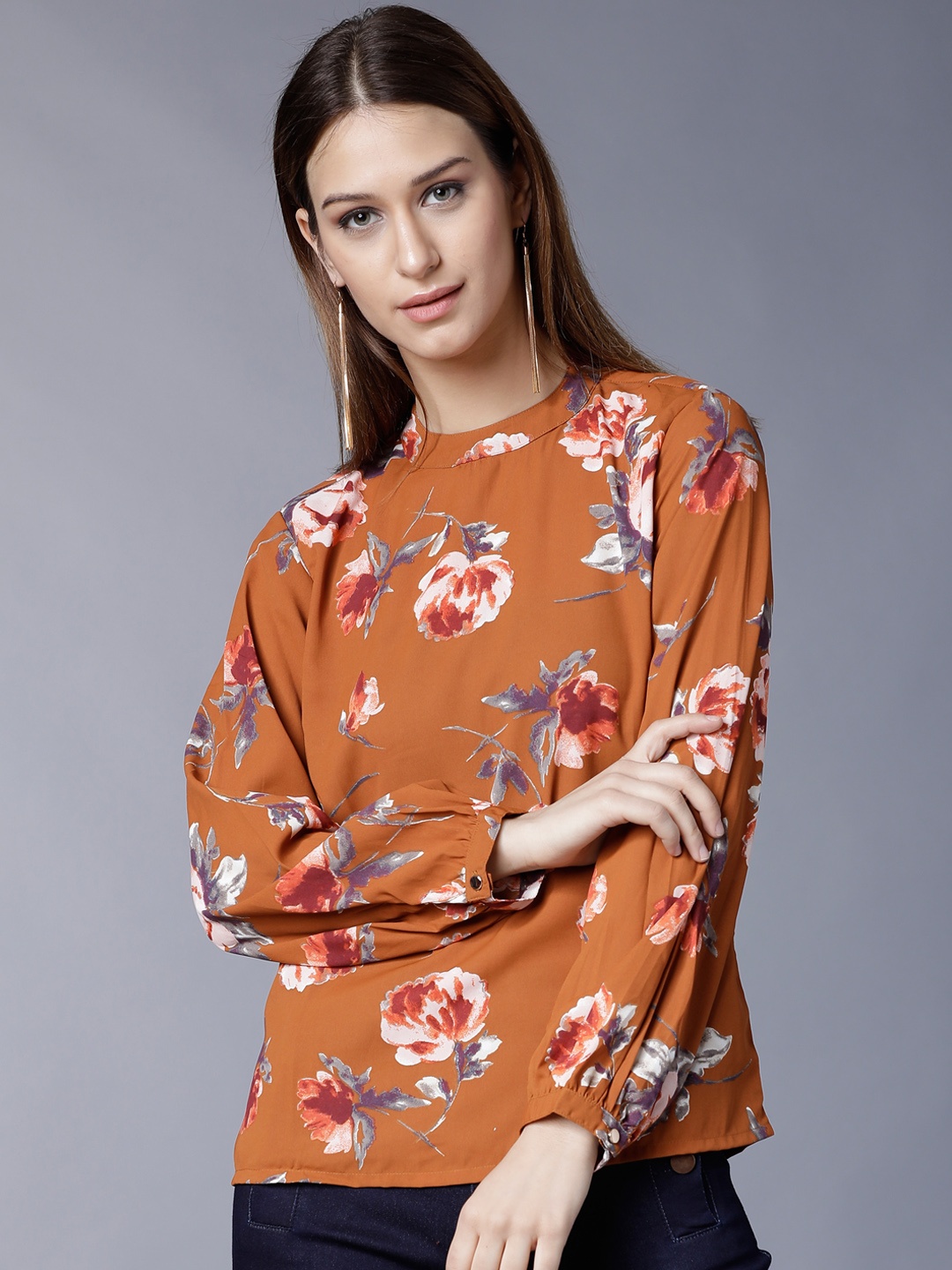 

Tokyo Talkies Women Brown Printed Top