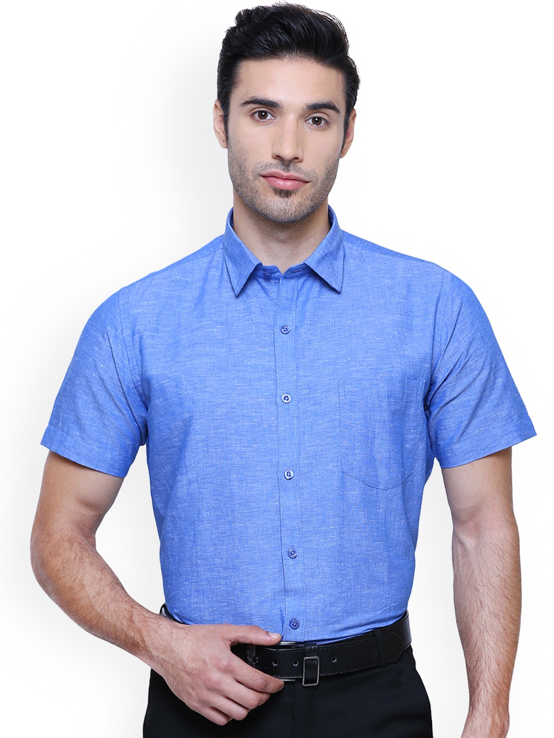 

Southbay Men Blue Smart Slim Fit Self Design Formal Shirt