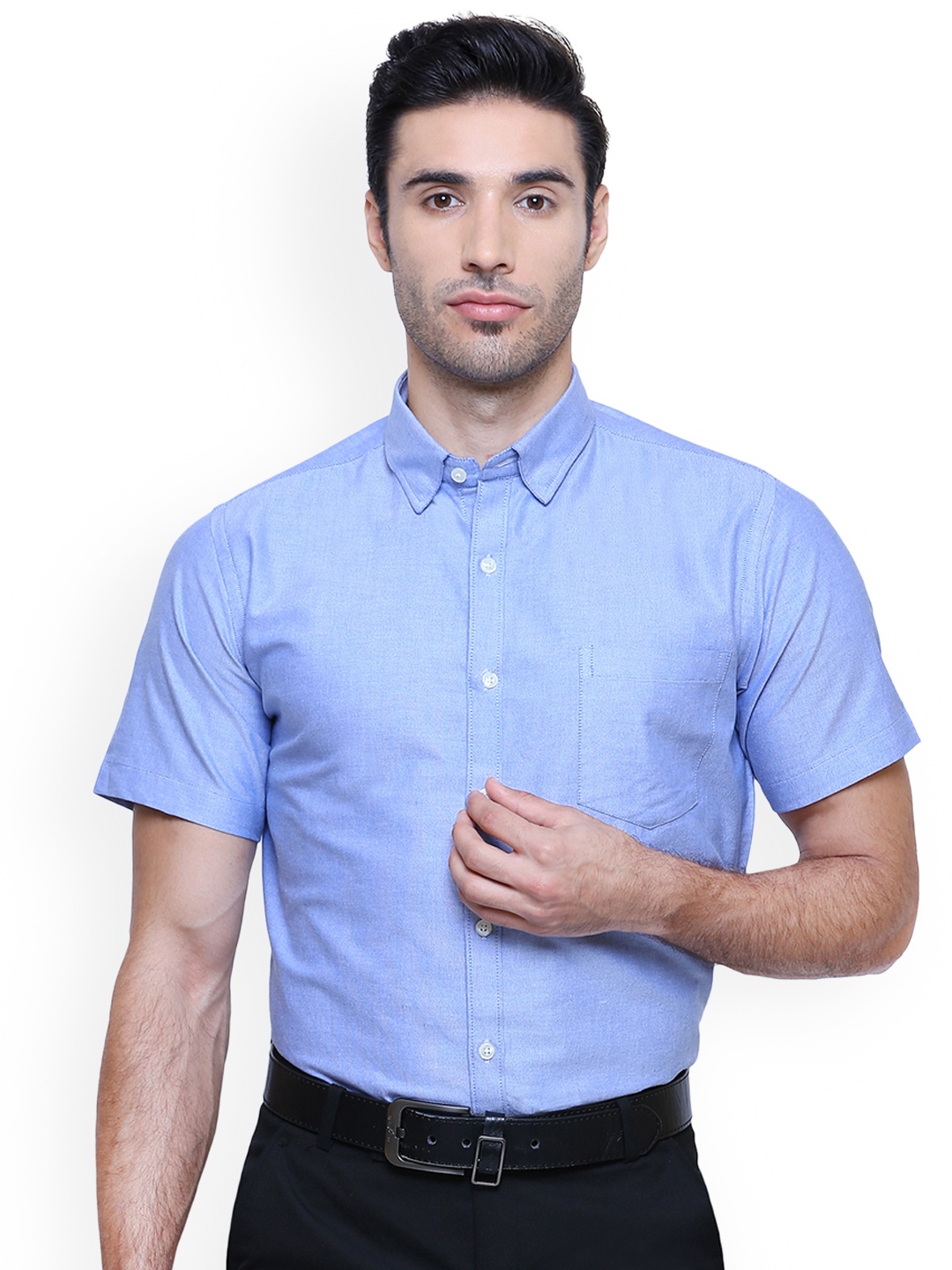 

Southbay Men Blue Smart Slim Fit Self Design Formal Shirt