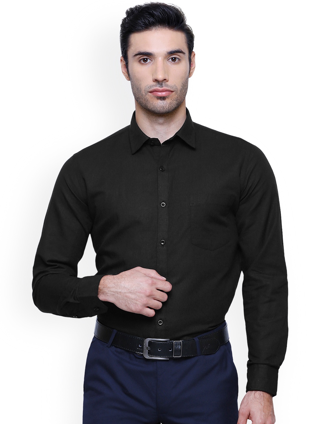 Southbay Men Black Smart Slim Fit Solid Formal Shirt