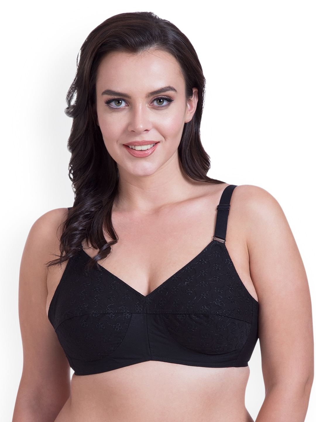 

Rajnie Black Solid Non-Wired Non Padded Everyday Bra