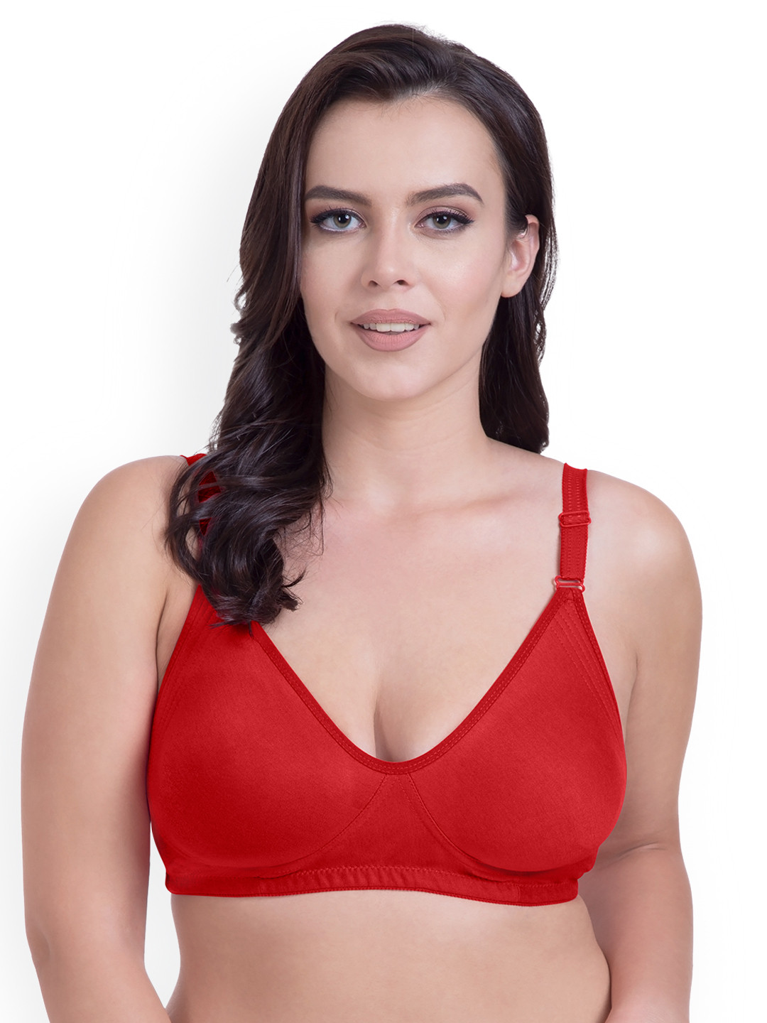 

Rajnie Red Solid Non-Wired Non Padded Everyday Bra RJ667RD
