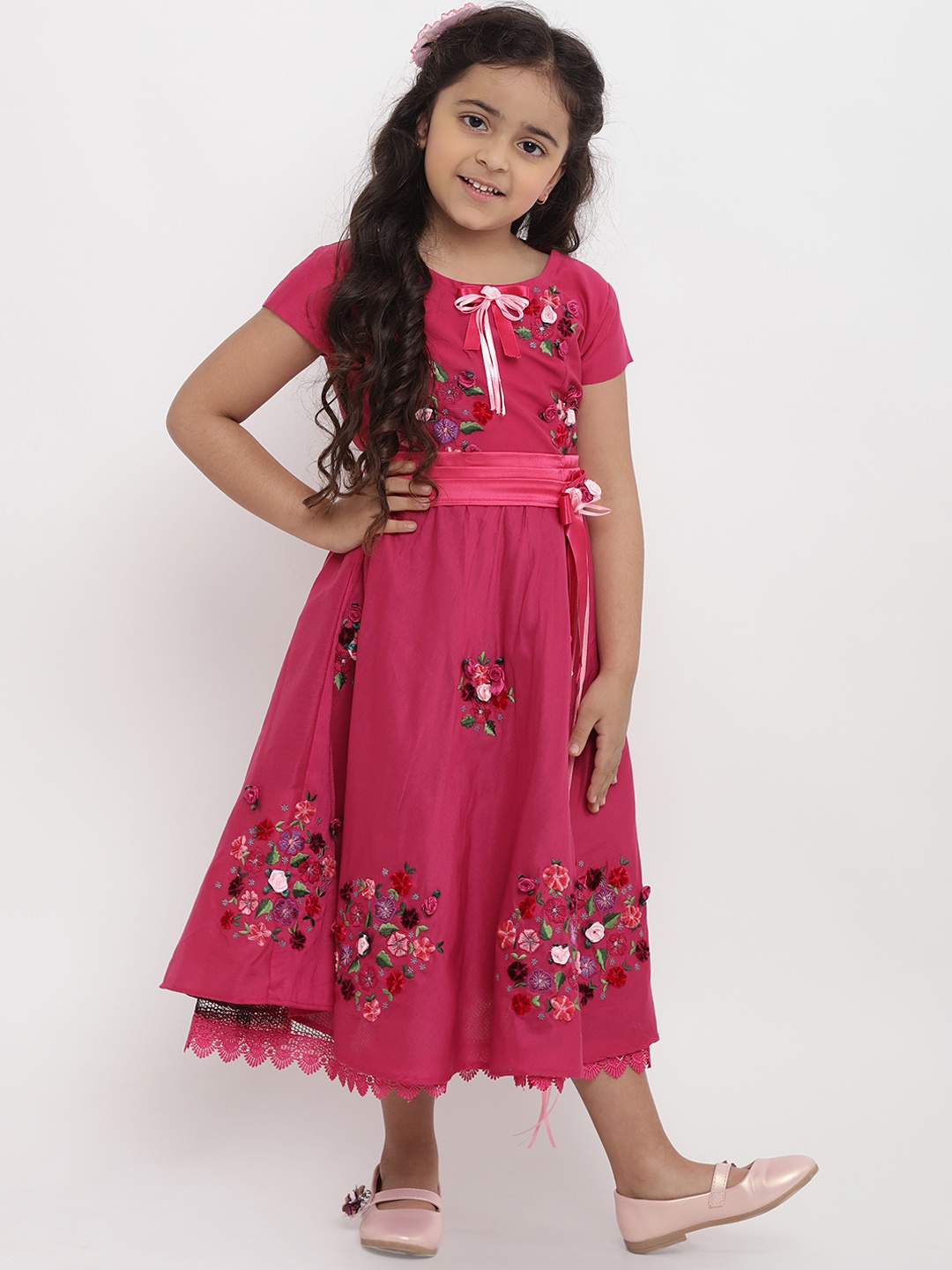 

Bitiya by Bhama Girls Pink Embellished Fit and Flare Dress