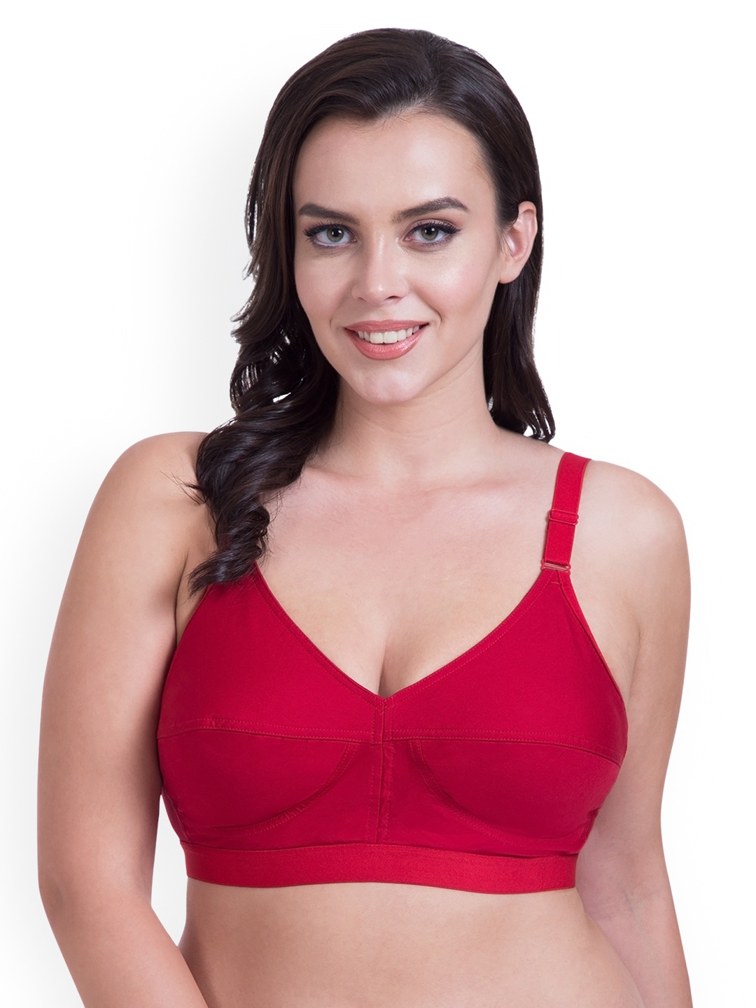 

Rajnie Red Solid Non-Wired Non Padded Everyday Bra