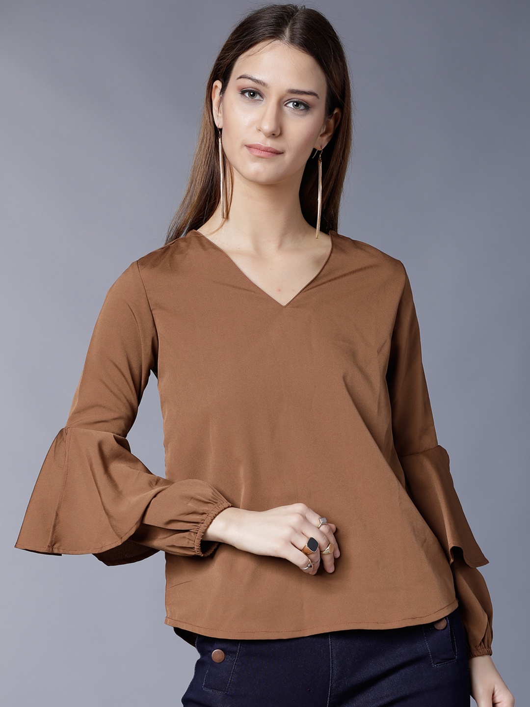 Tokyo Talkies Women Brown Solid Top