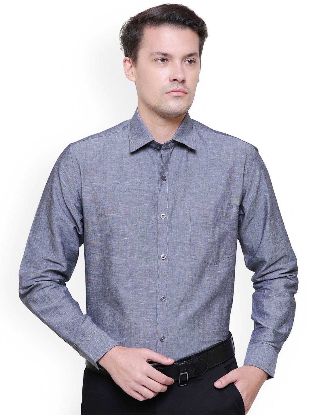 

Southbay Men Grey Smart Slim Fit Solid Formal Shirt
