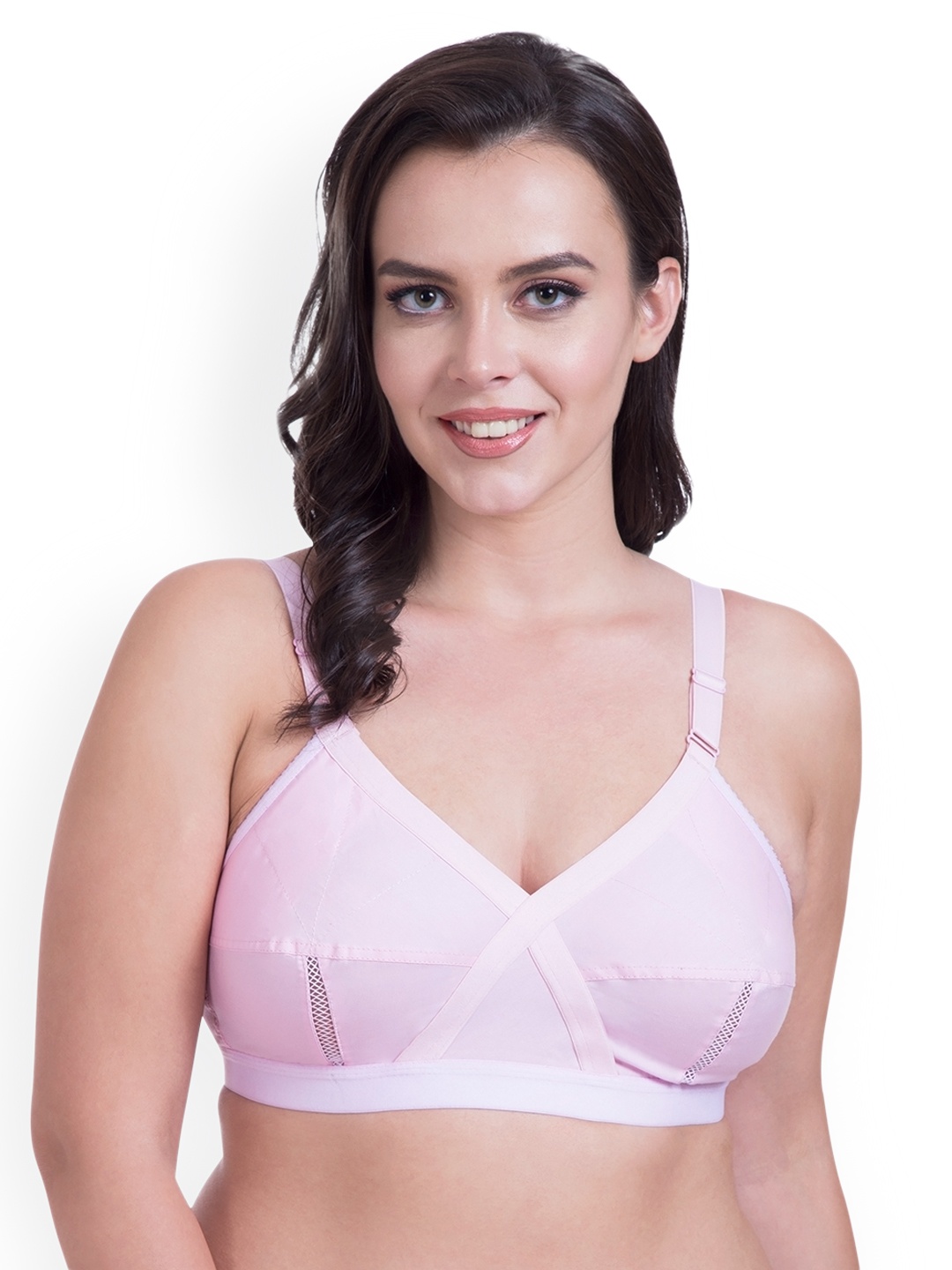 Rajnie Pink Solid Non-Wired Non Padded Everyday Bra