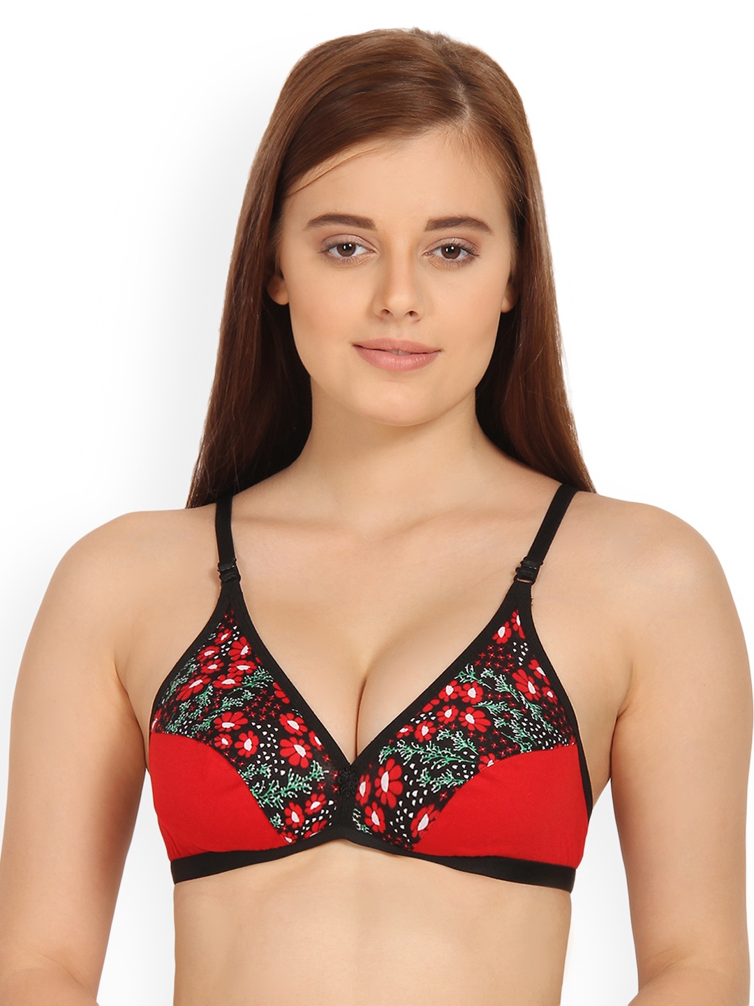 

Innocence Red & Black Printed Non-Wired Non Padded Everyday Bra BBAPLIN88690_40B
