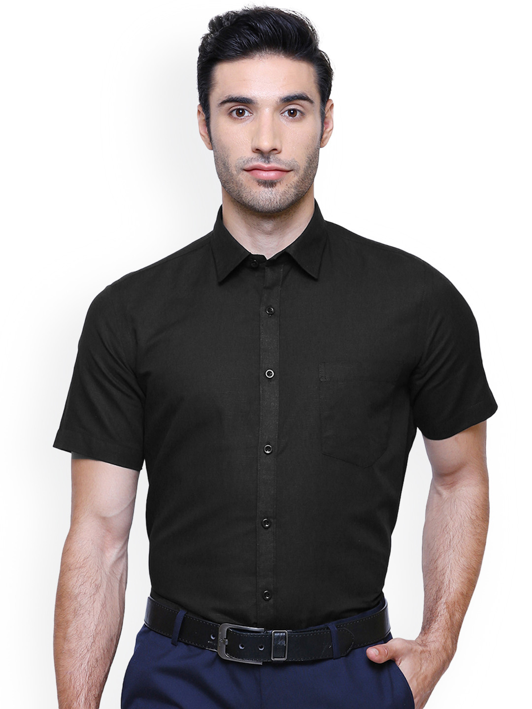 

Southbay Men Black Smart Slim Fit Solid Formal Shirt