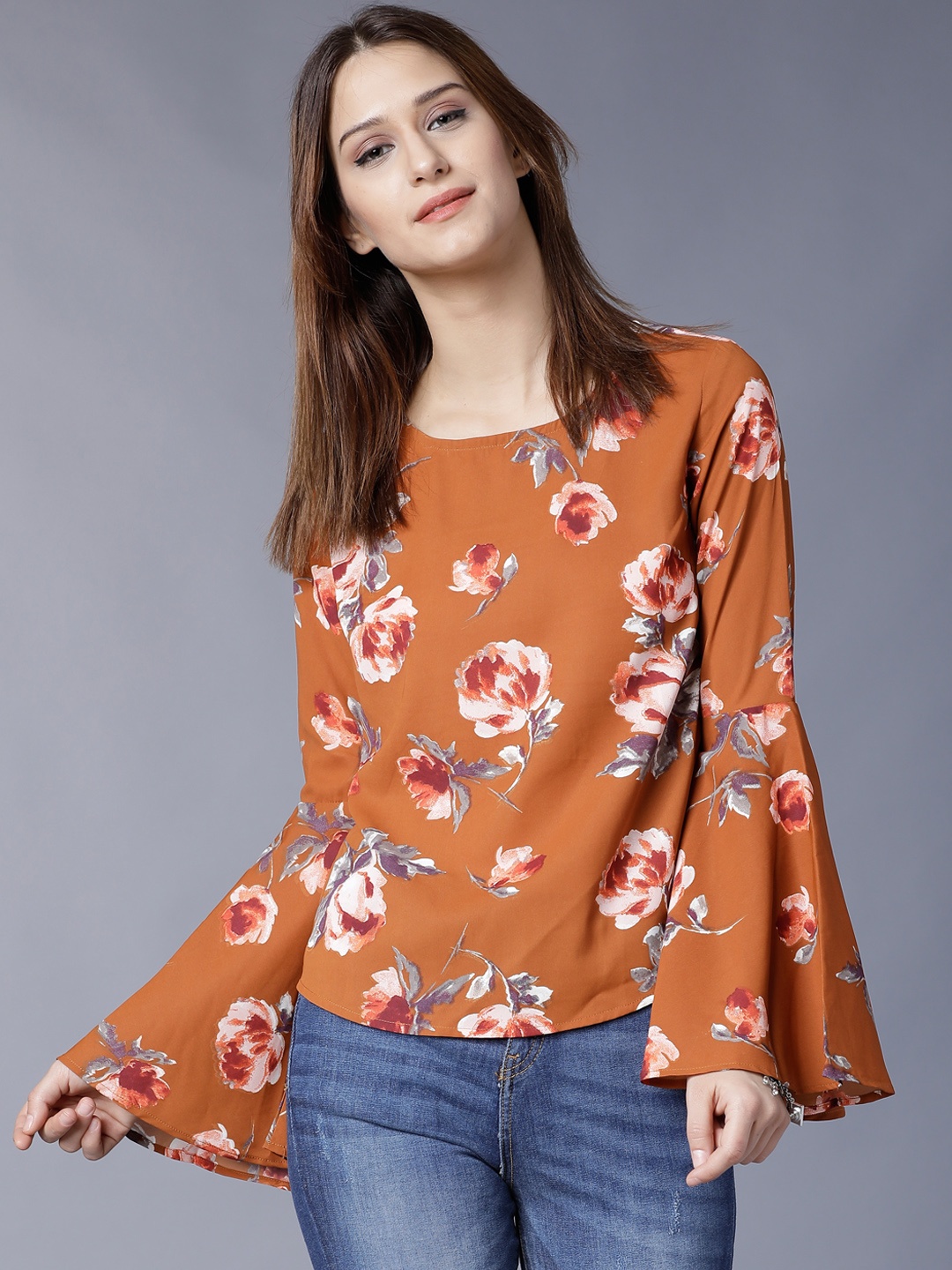 

Tokyo Talkies Women Brown Printed Top