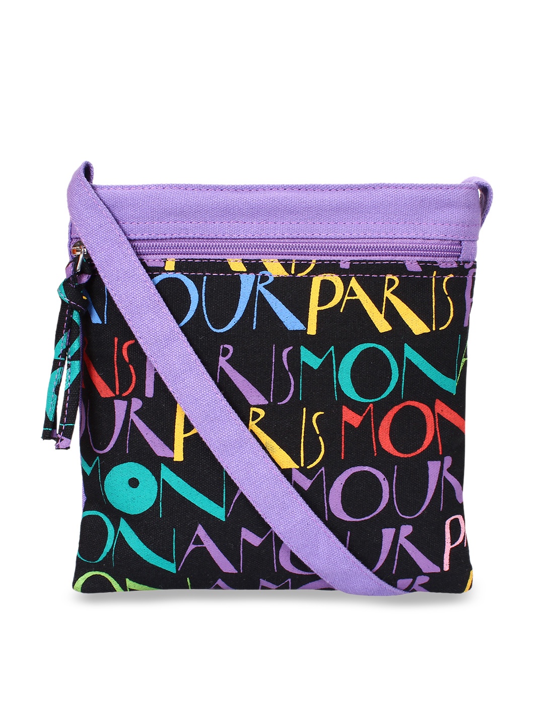 

Anekaant Purple & Black Printed Sling Bag