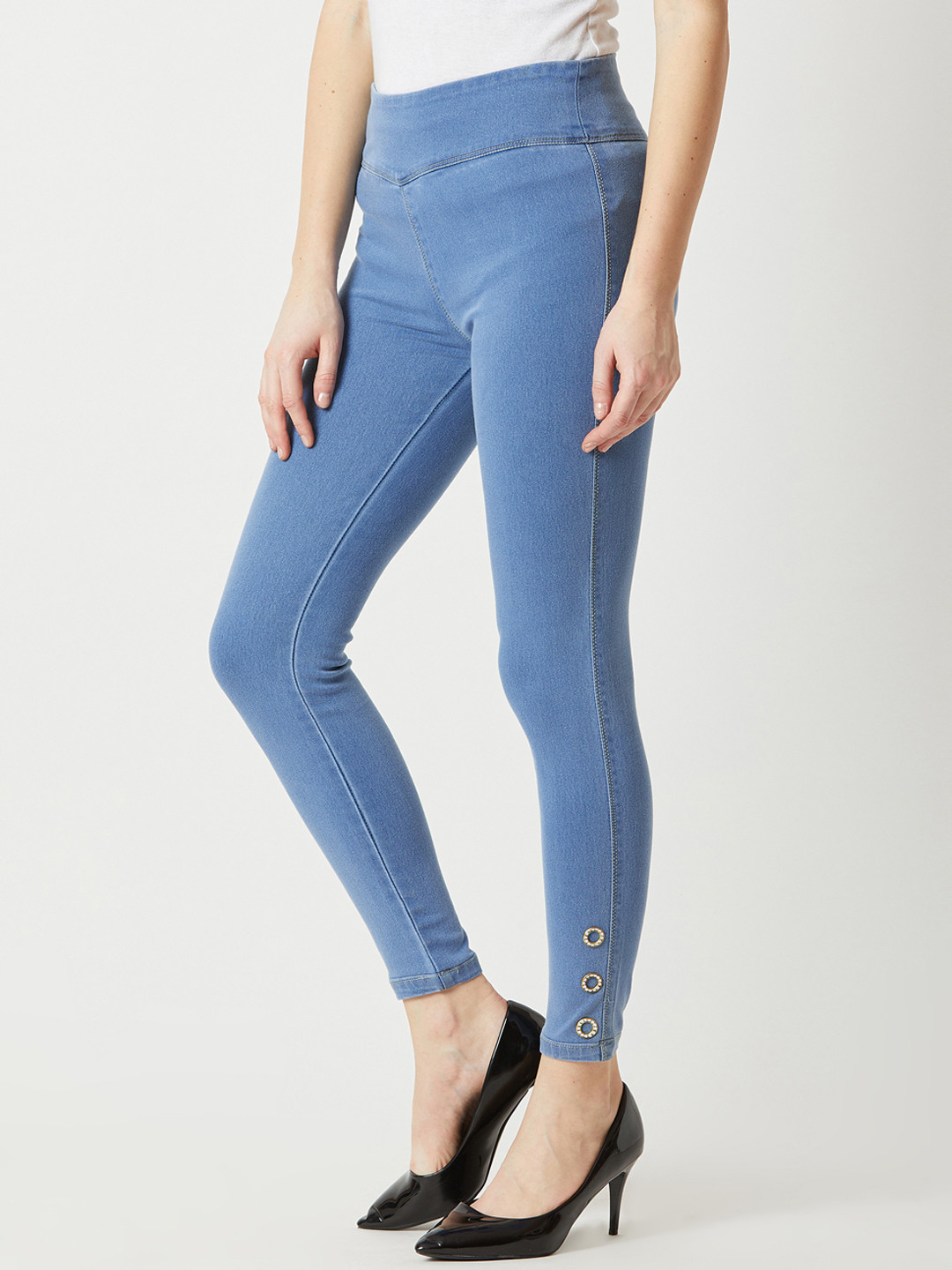 

Miss Chase Women Navy Blue Solid Skinny Denim Jeggings