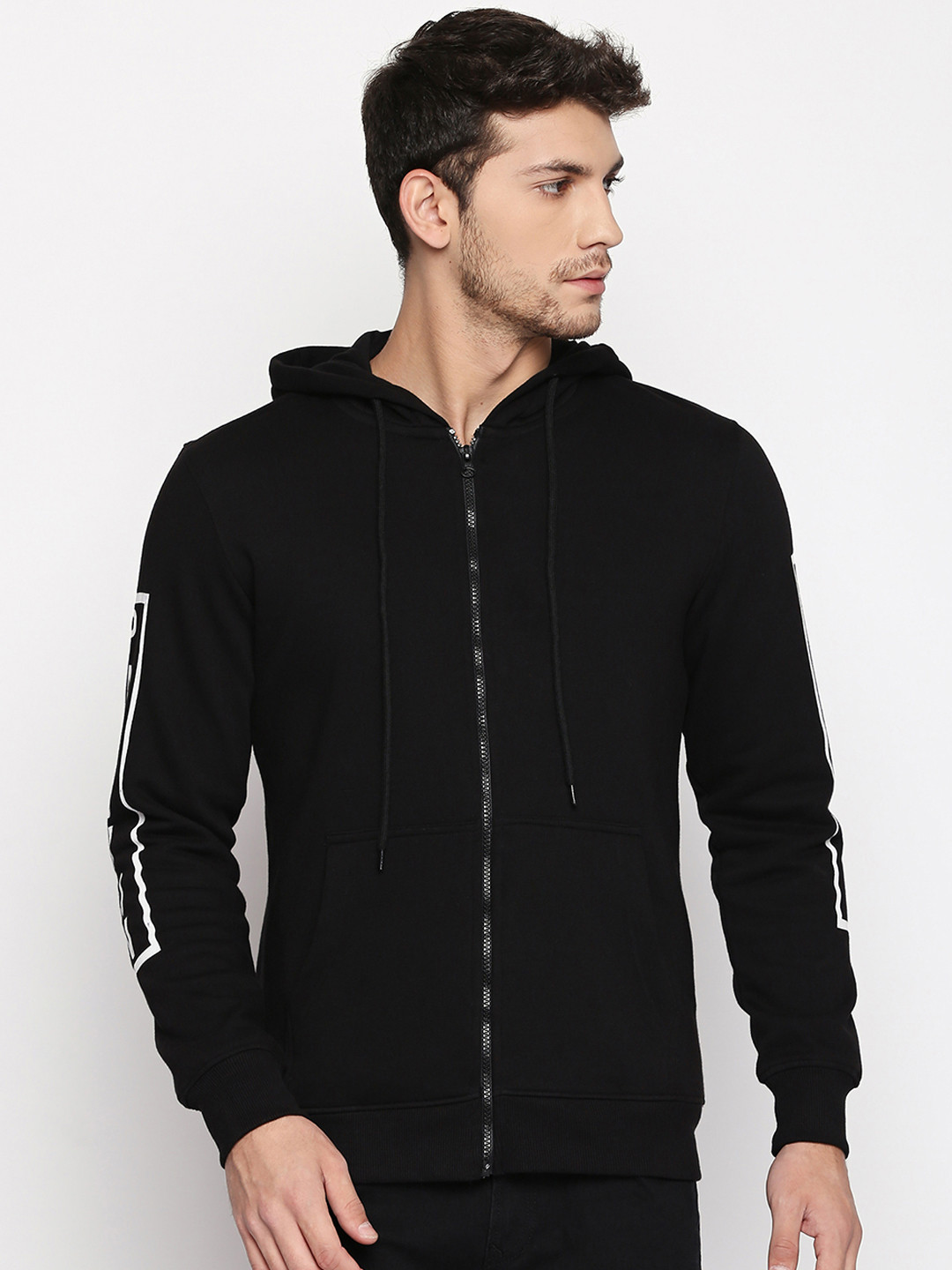 

SF JEANS by Pantaloons Men Black Solid Hooded Sweatshirt