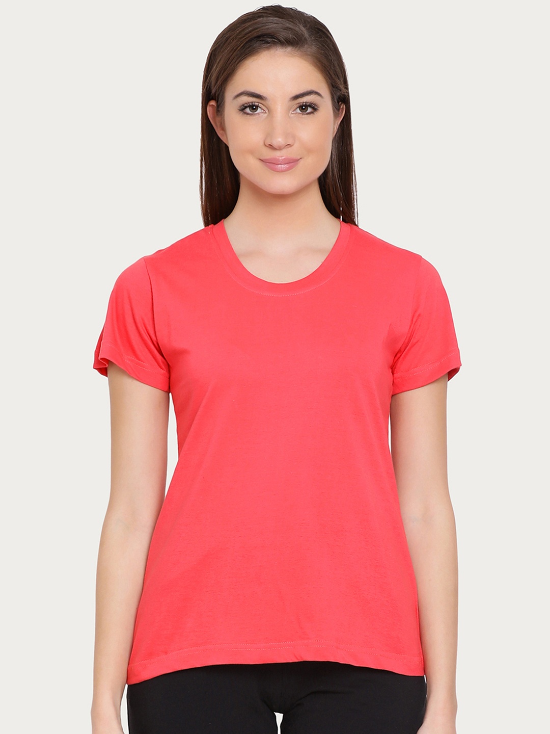 

Clovia Chic Basic Sleep Cotton T-Shirt, Red