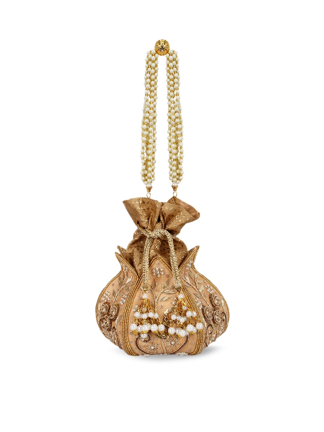 Anekaant Gold-Toned Embroidered Potli Clutch