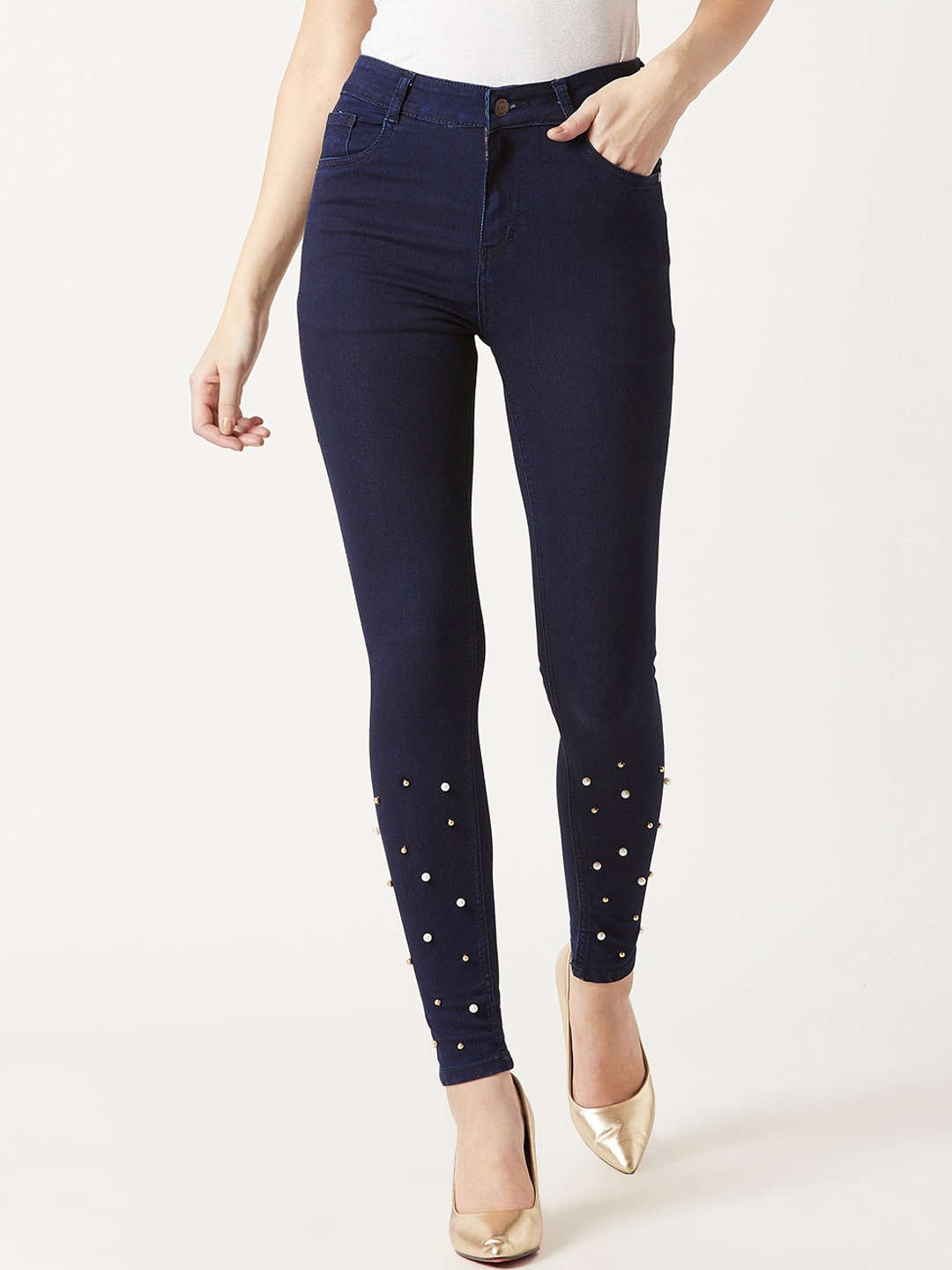Miss Chase Women Navy Blue Skinny Fit High-Rise Clean Look Jeans