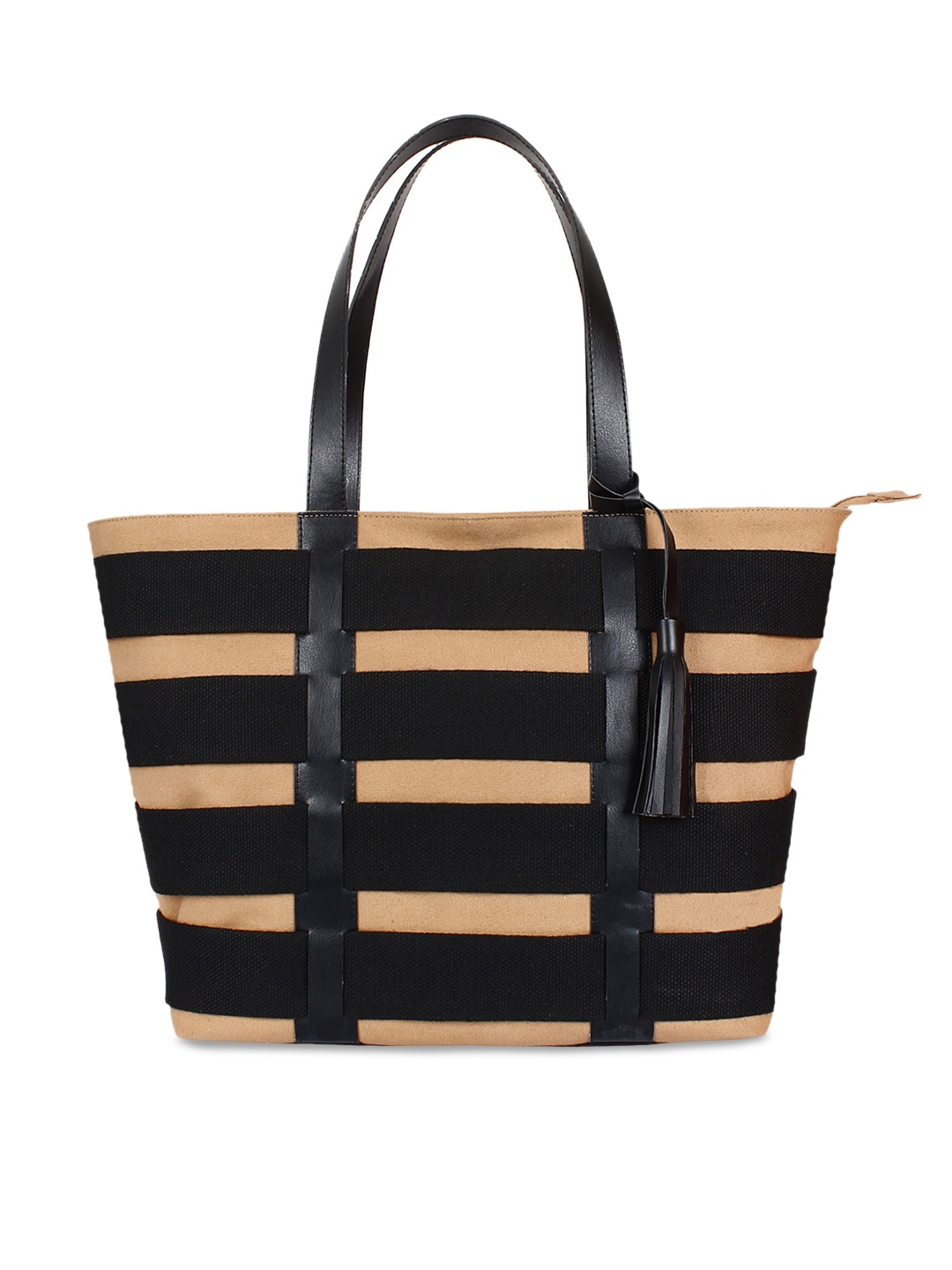

Anekaant Beige & Black Self Design Shoulder Bag