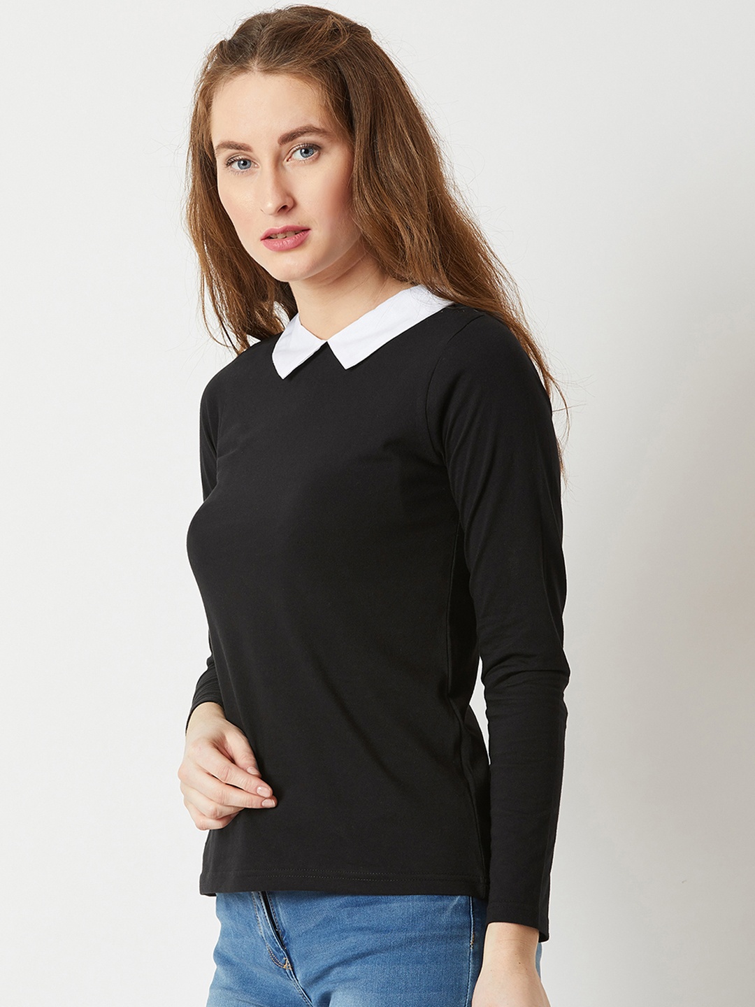

Miss Chase Women Black Solid Shirt Style Pure Cotton Top