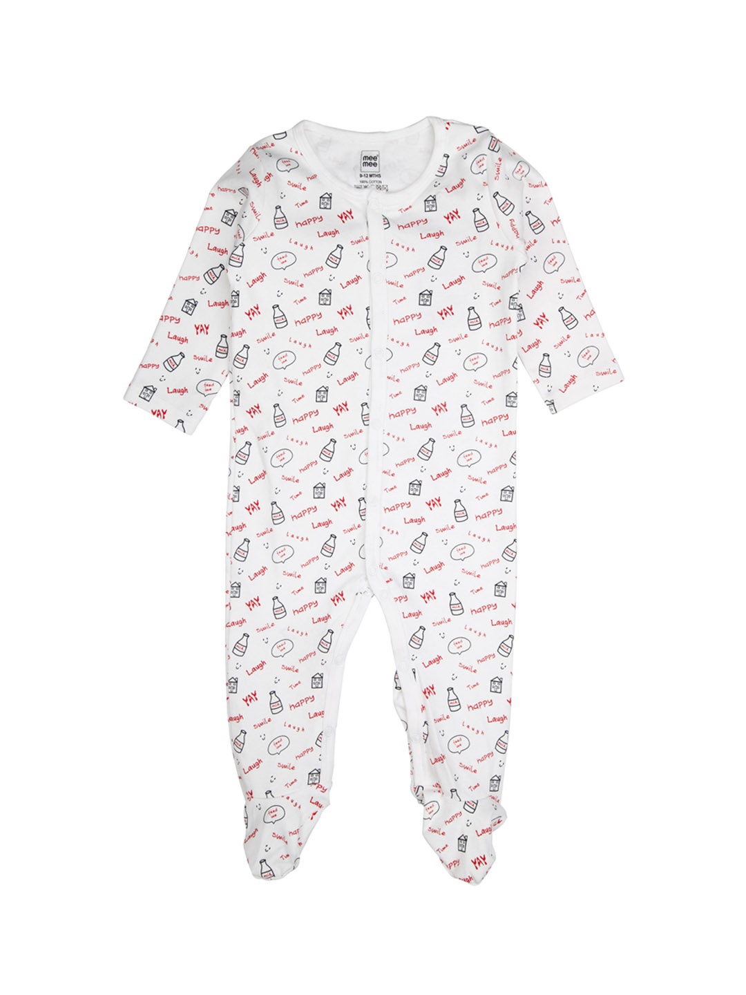 

MeeMee Unisex White & Red Printed Romper