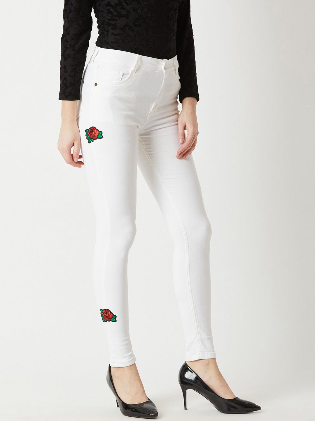 

Miss Chase Women White Skinny Fit Mid-Rise Clean Look Jeans