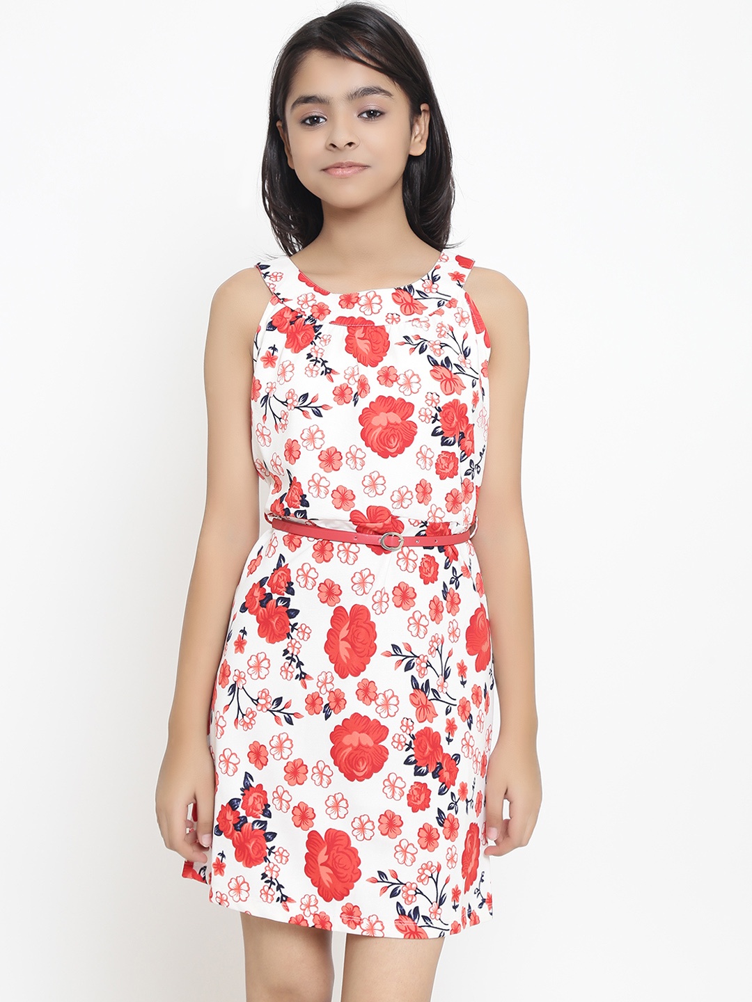 

Natilene Girls Off-White Printed Fit and Flare Dress