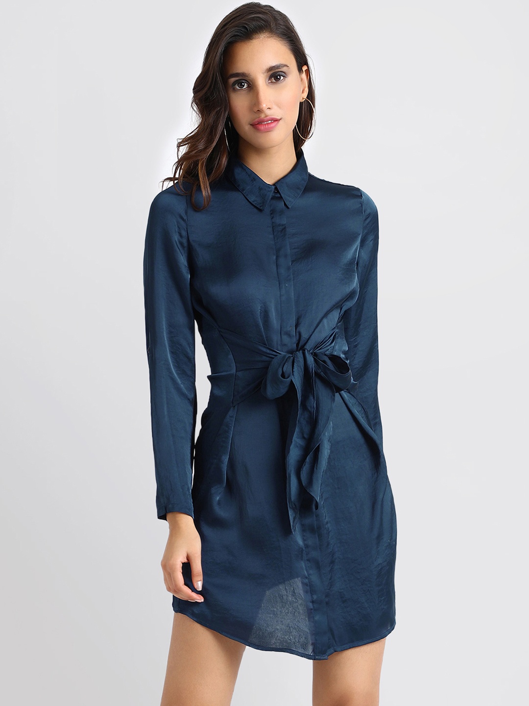 

Kazo Women Navy Blue Solid Shirt Dress