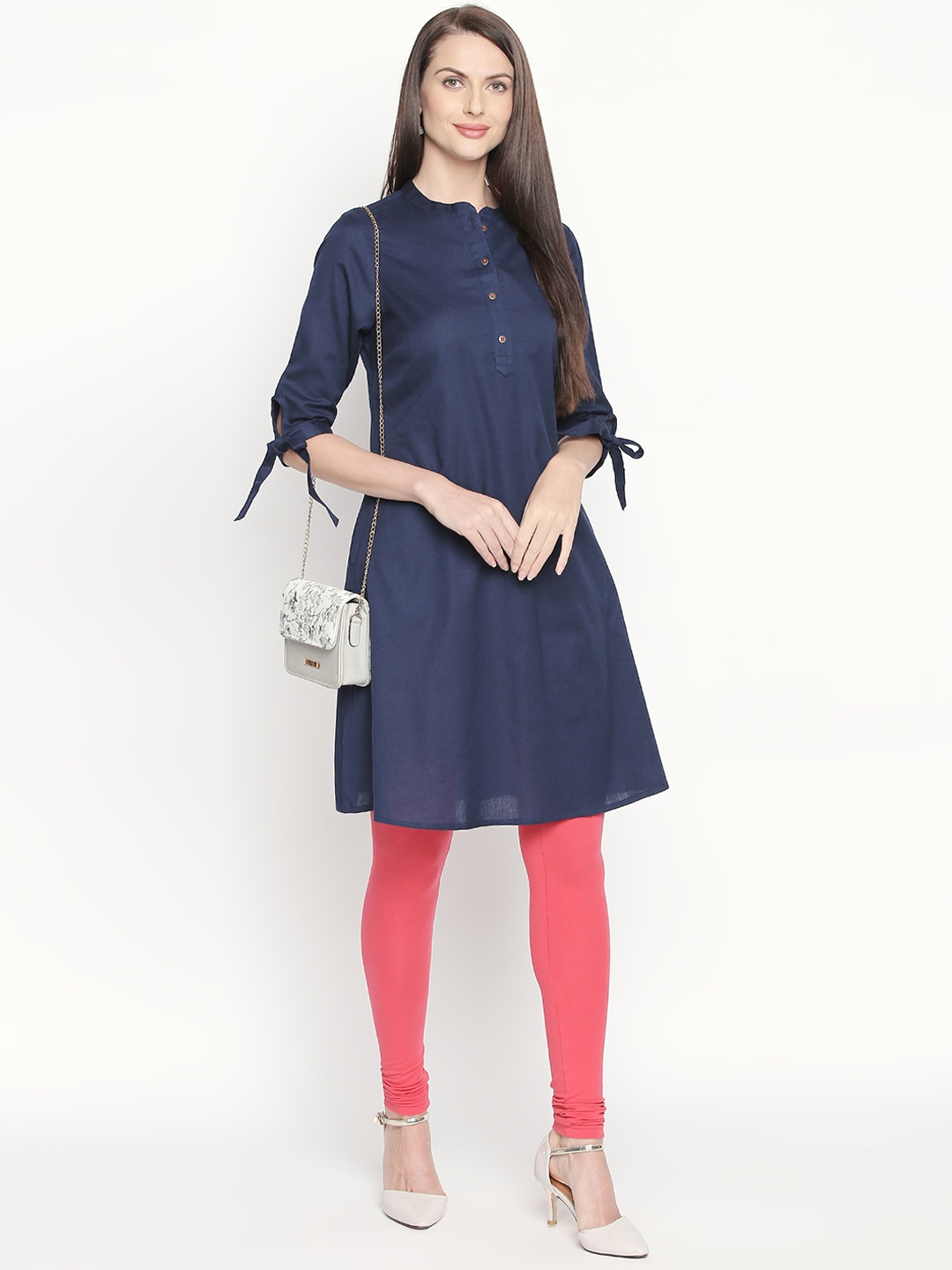 

RANGMANCH BY PANTALOONS Women Navy Blue Solid A-Line Kurta