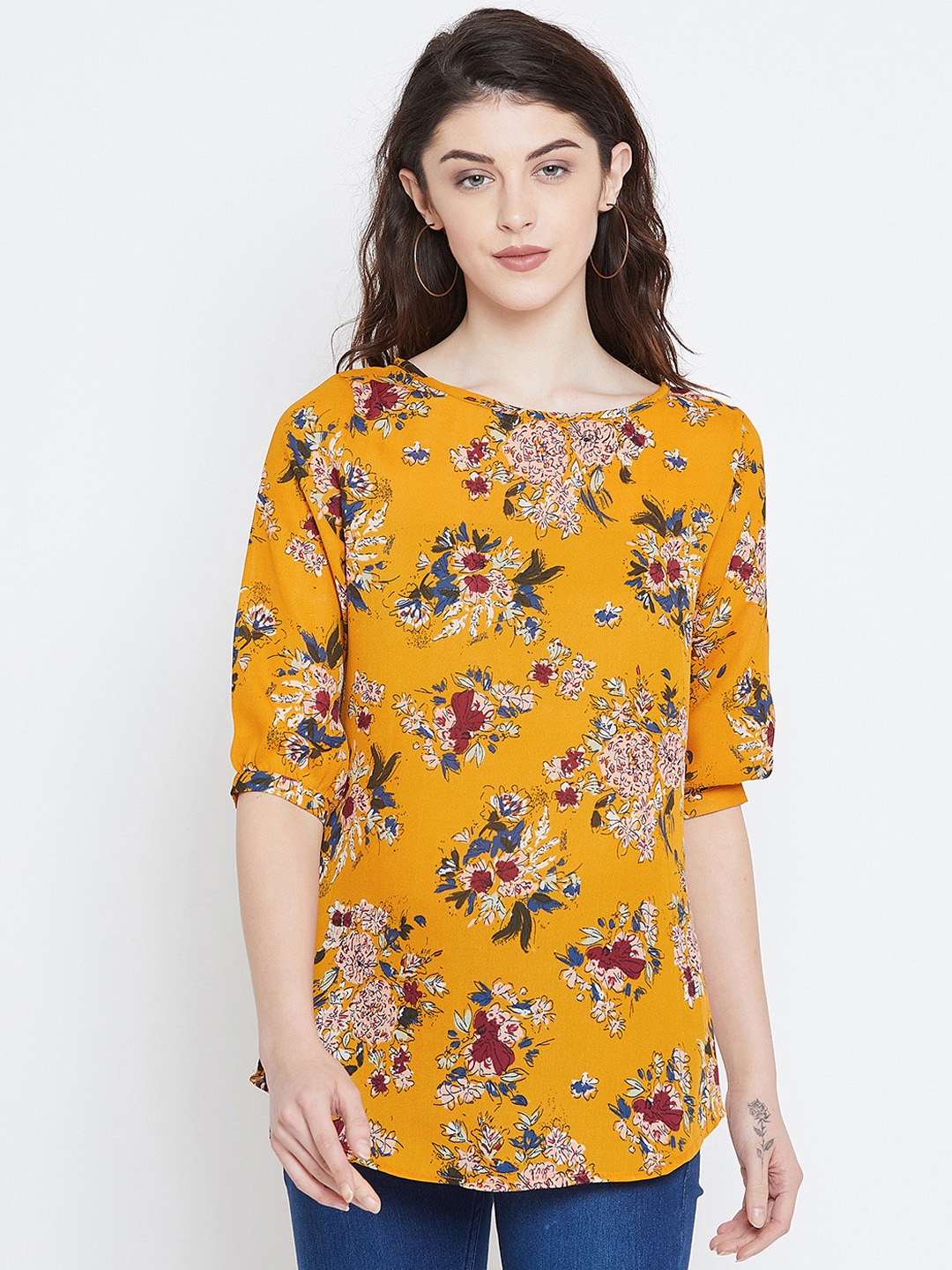 

Ruhaans Women Mustard Printed Top