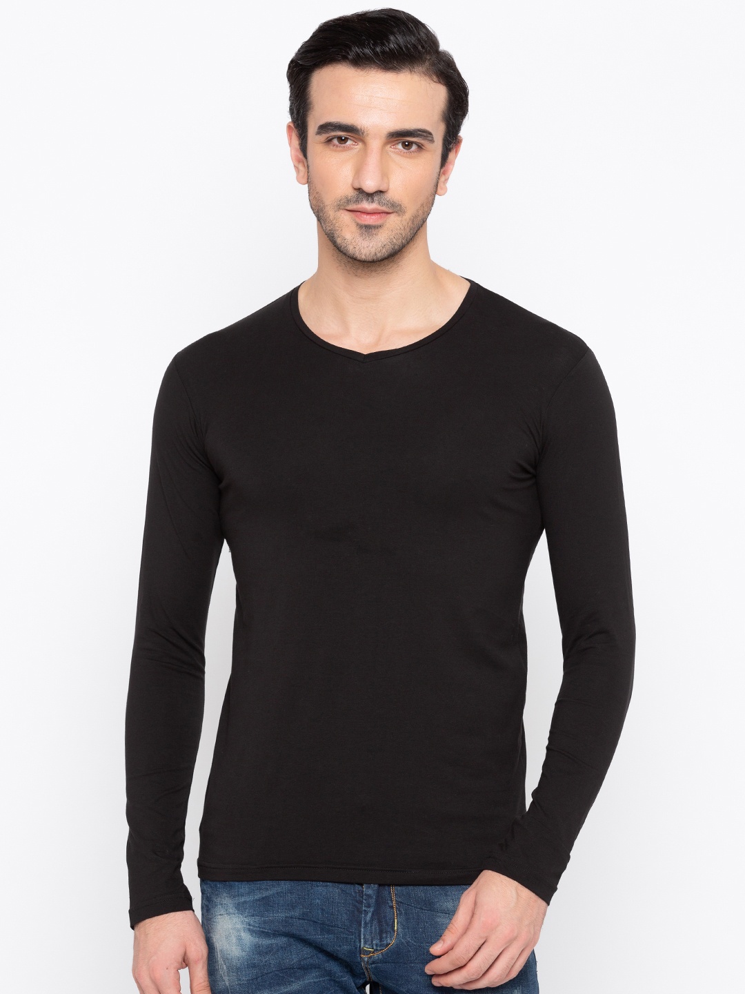 

Status Quo Men Black Solid Round Neck Pure Cotton T-shirt