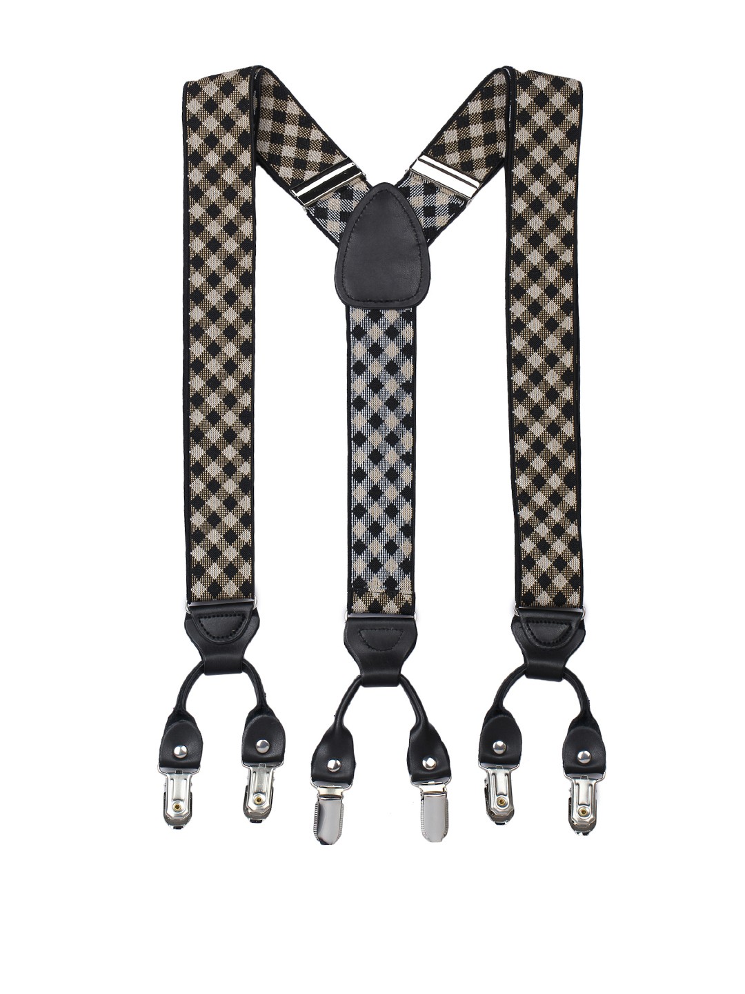 

Alvaro Castagnino Men Beige & Black Checked Suspenders