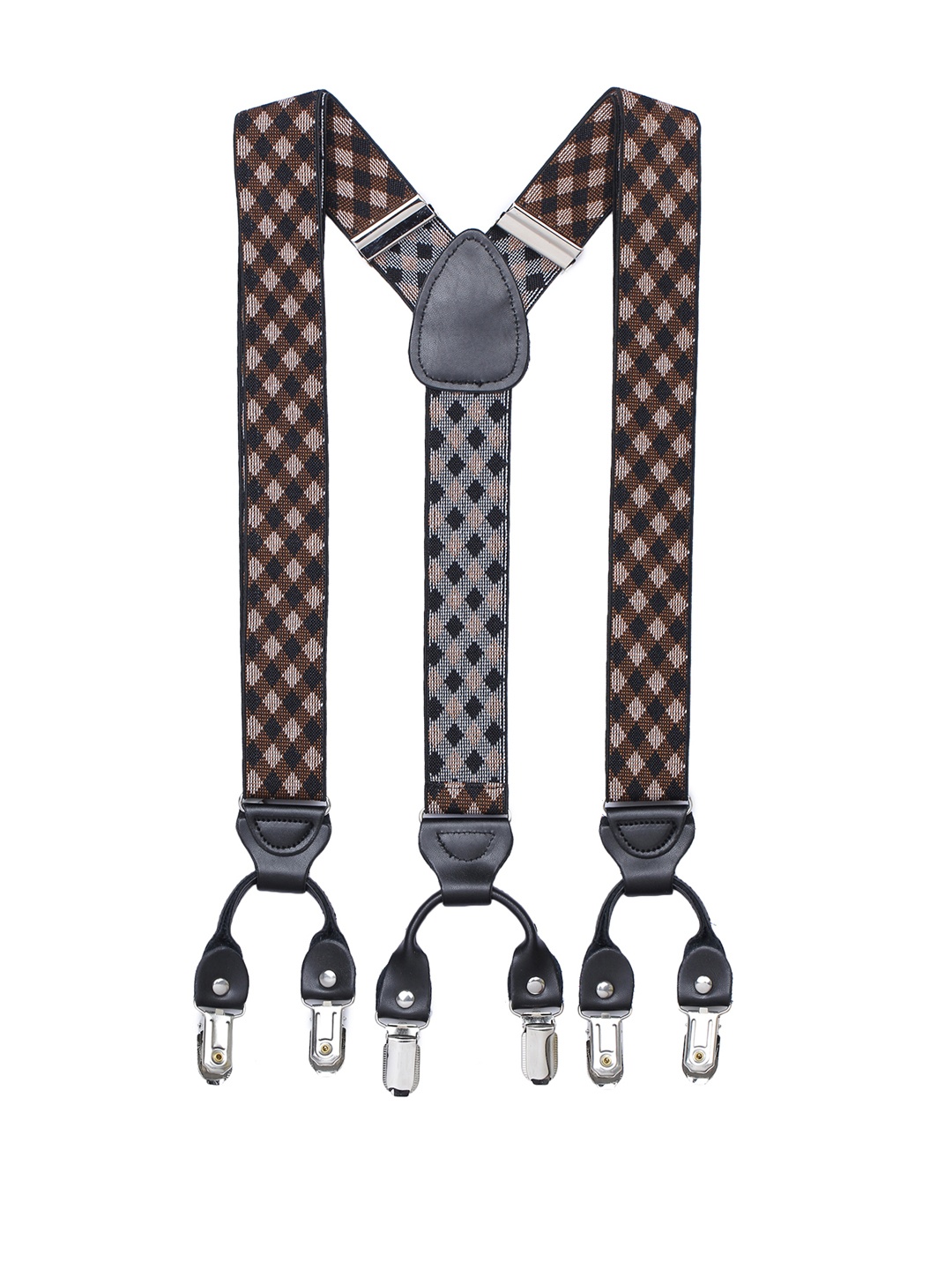 

Alvaro Castagnino Men Brown & Black Checked Suspenders