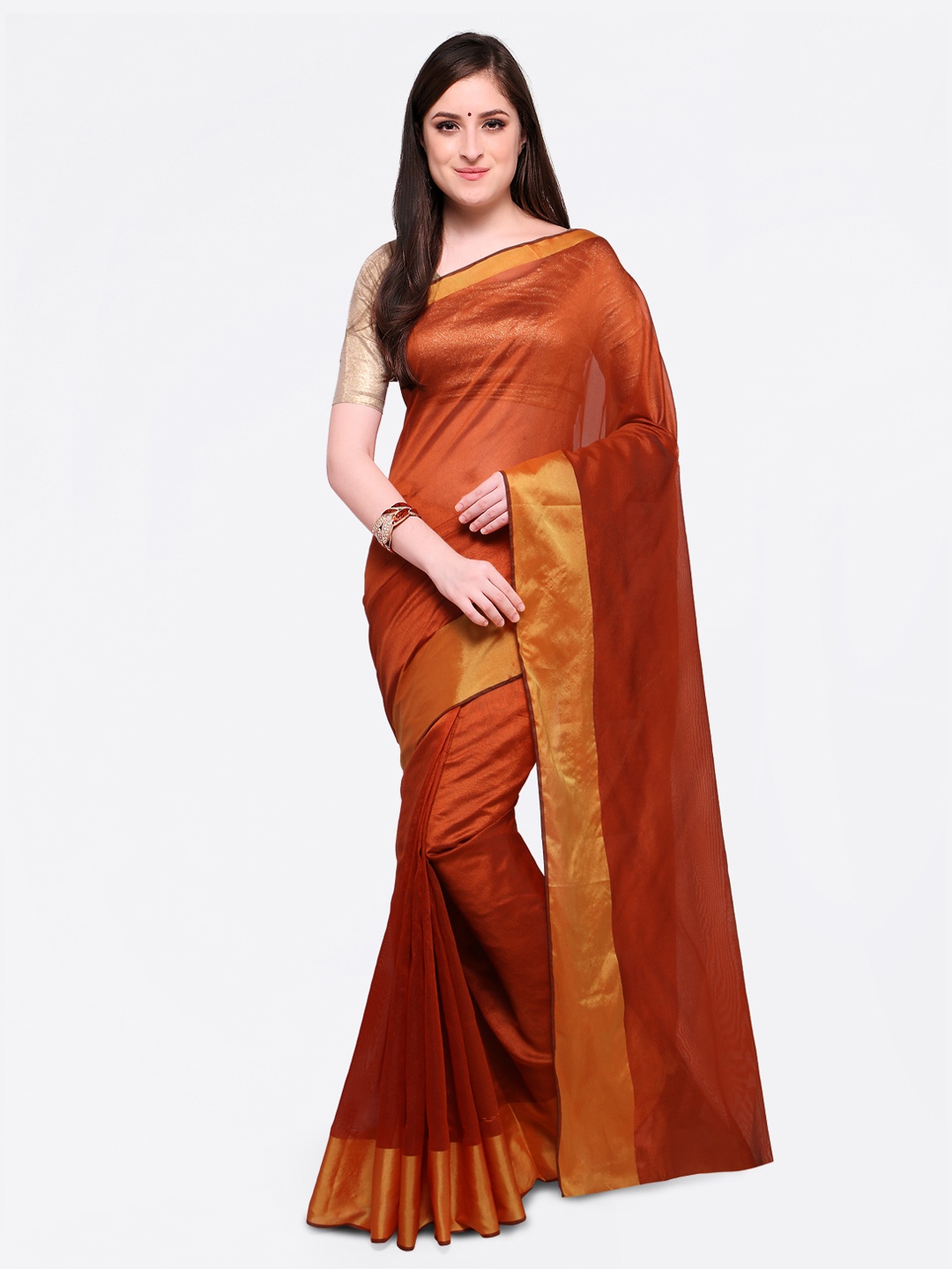 

MOKSHA DESIGNS Orange Solid Polycotton Saree