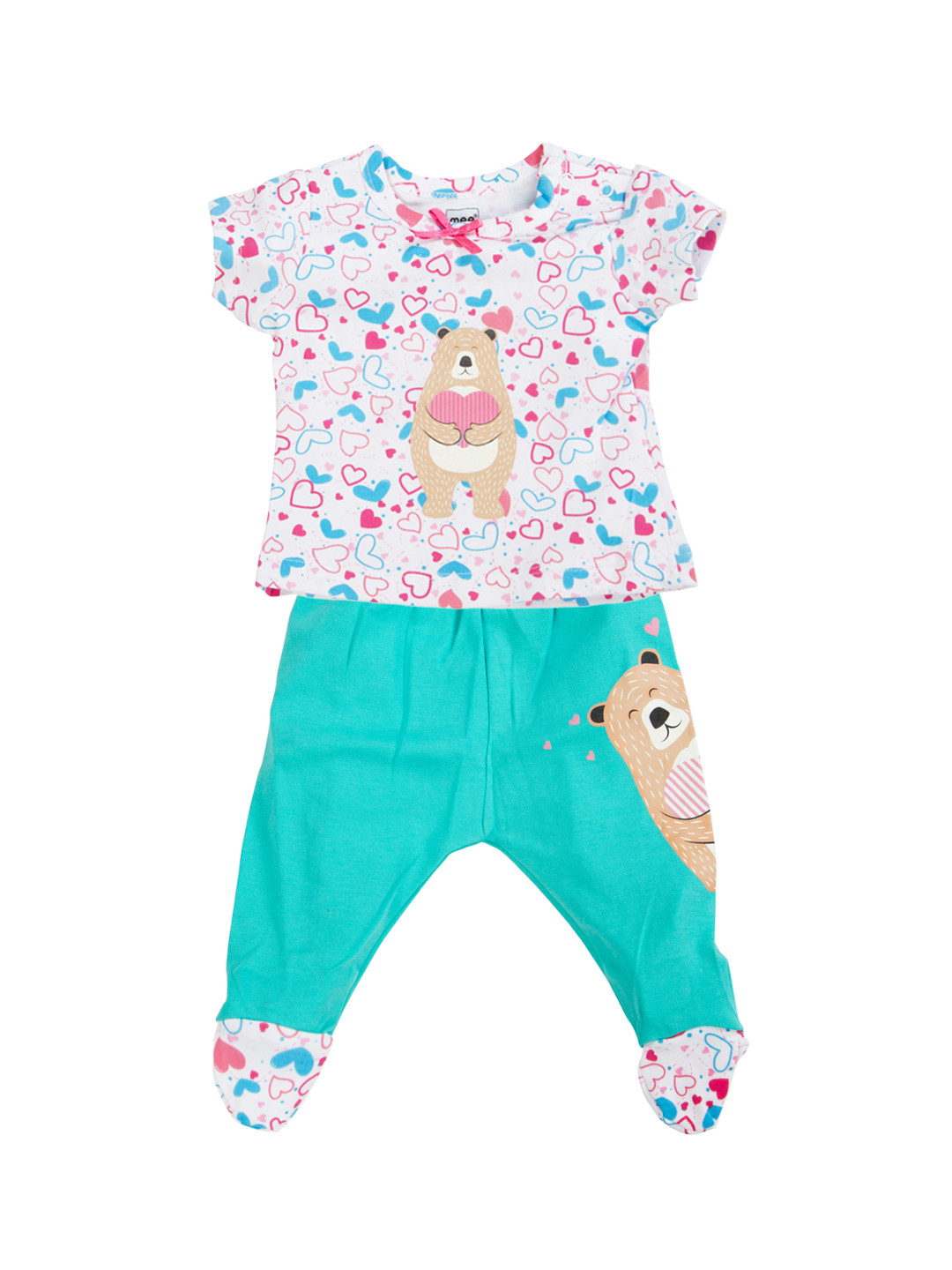 

MeeMee Girls White & Blue Printed T-shirt with Trousers