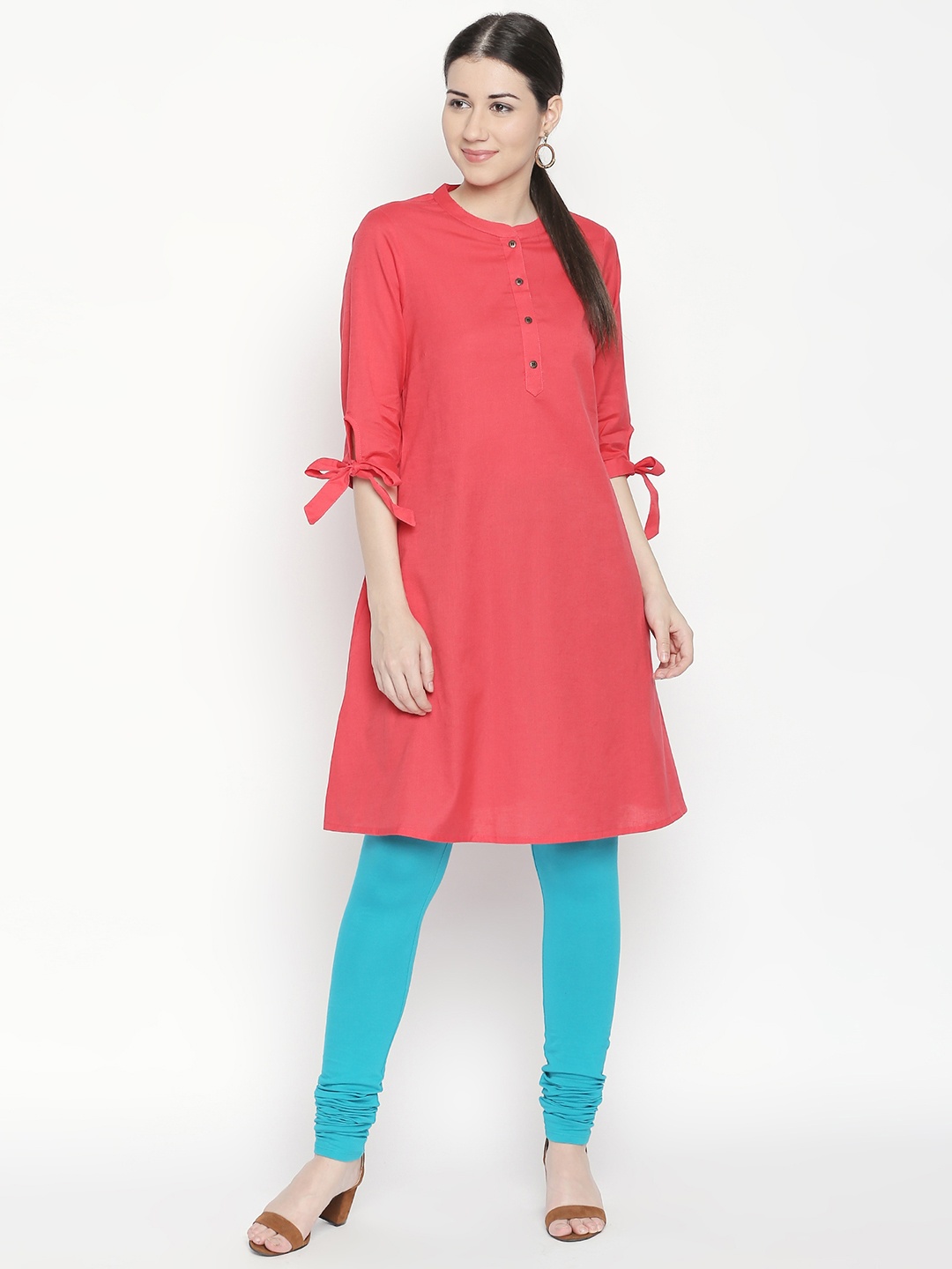 

RANGMANCH BY PANTALOONS Women Coral Solid A-Line Kurta