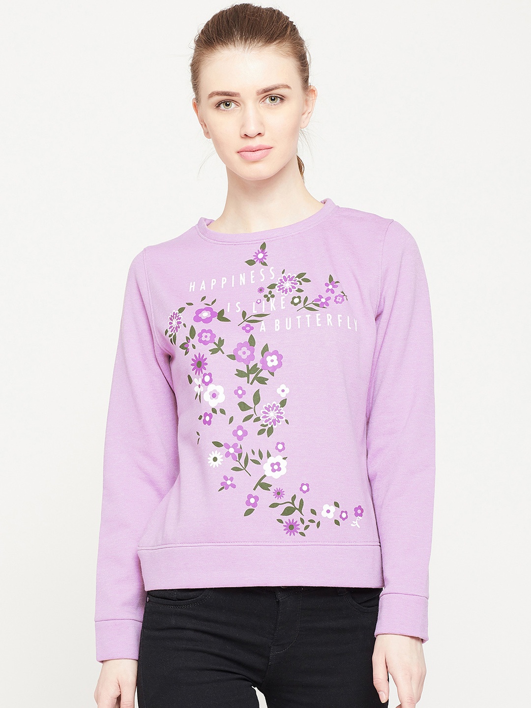 

RARE Women Lavender Printed Sweatshirt