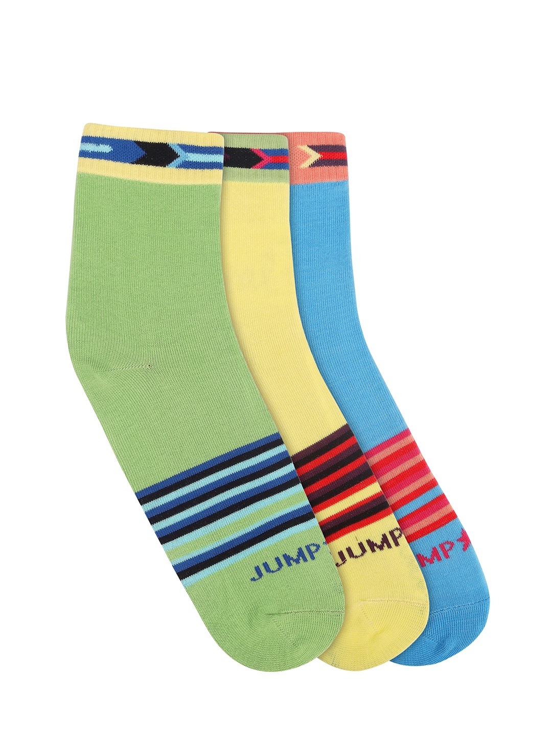 JUMP USA Women Pack of 3 Above Ankle Length Socks, Green
